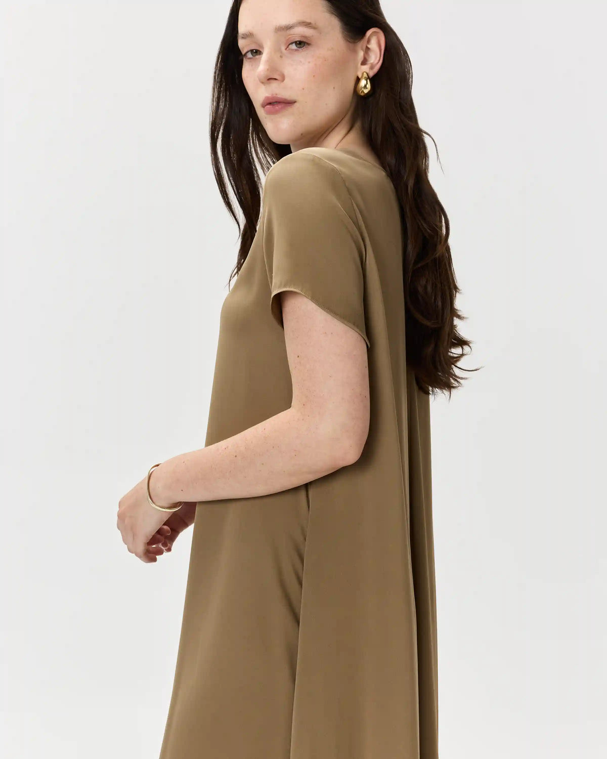 Washable Stretch Silk Voluminous Maxi Dress