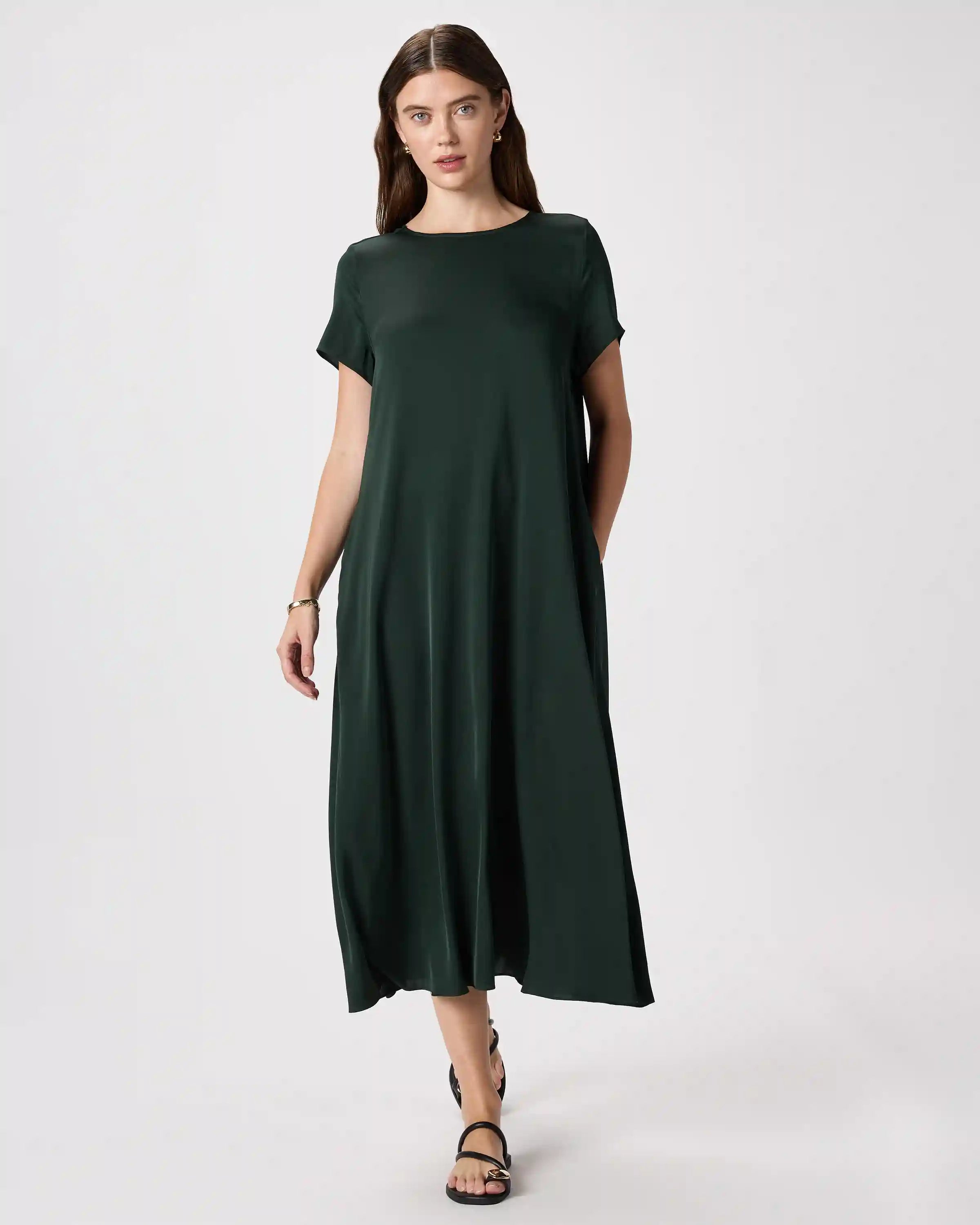 Washable Stretch Silk Voluminous Maxi Dress