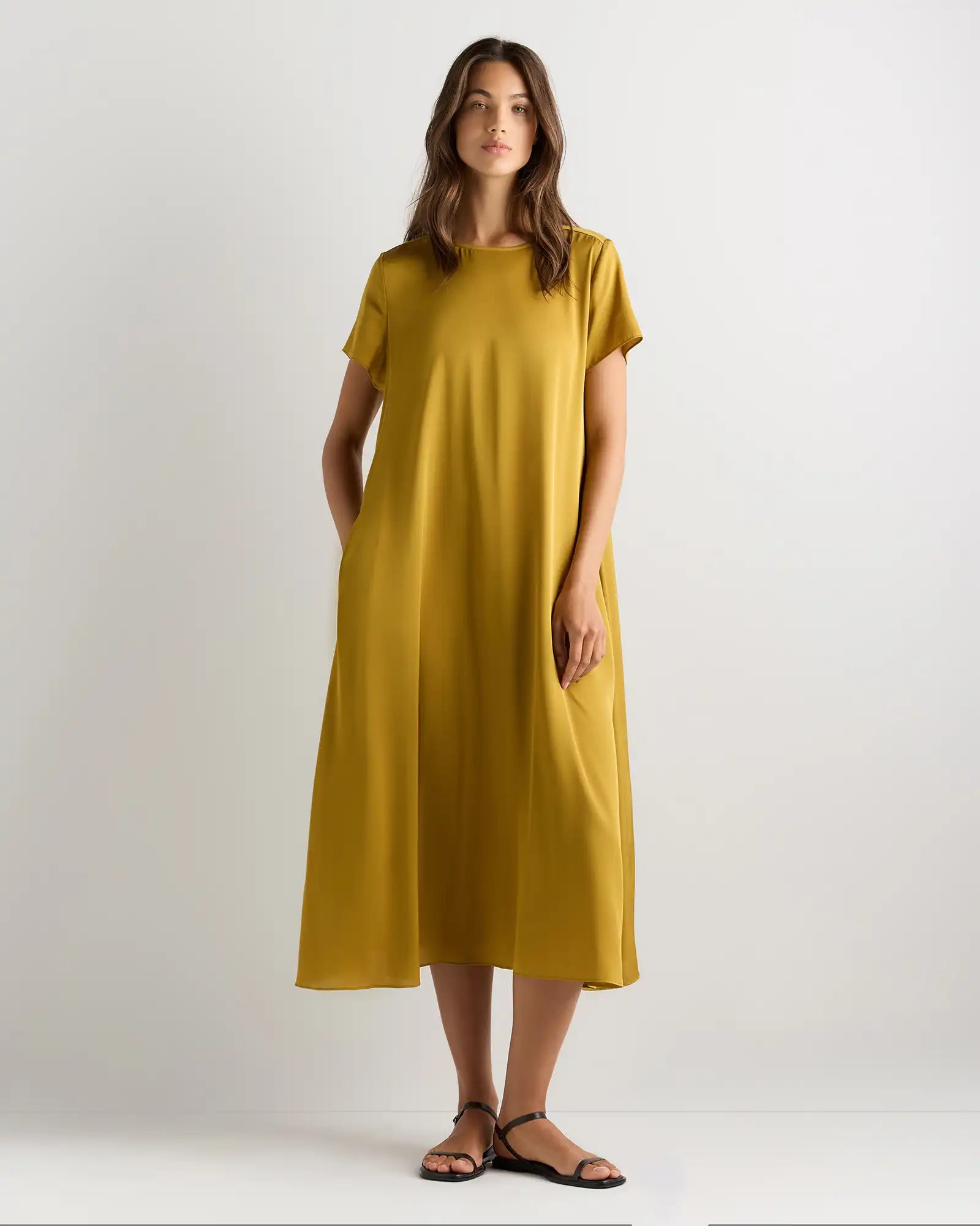 Washable Stretch Silk Voluminous Maxi Dress