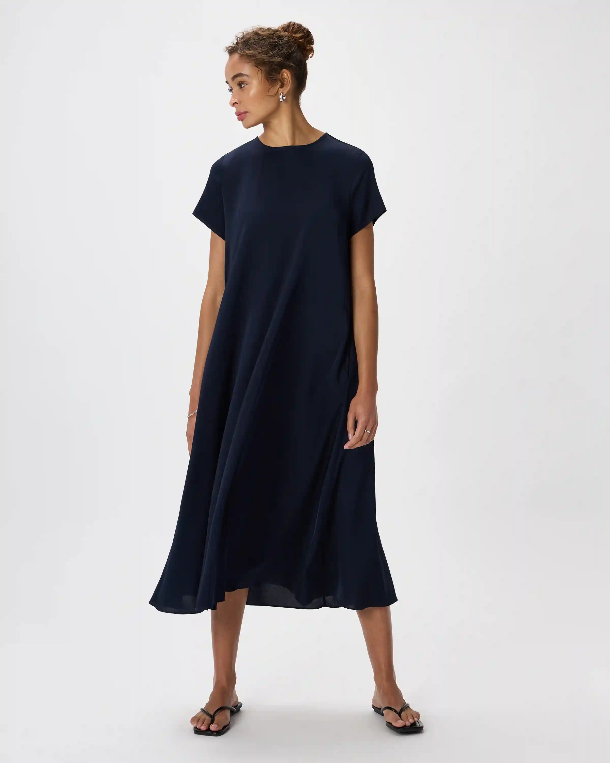 Washable Stretch Silk Voluminous Maxi Dress
