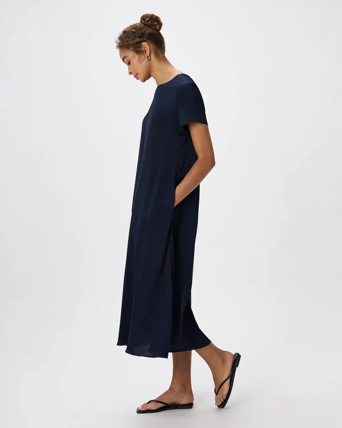 Washable Stretch Silk Voluminous Maxi Dress