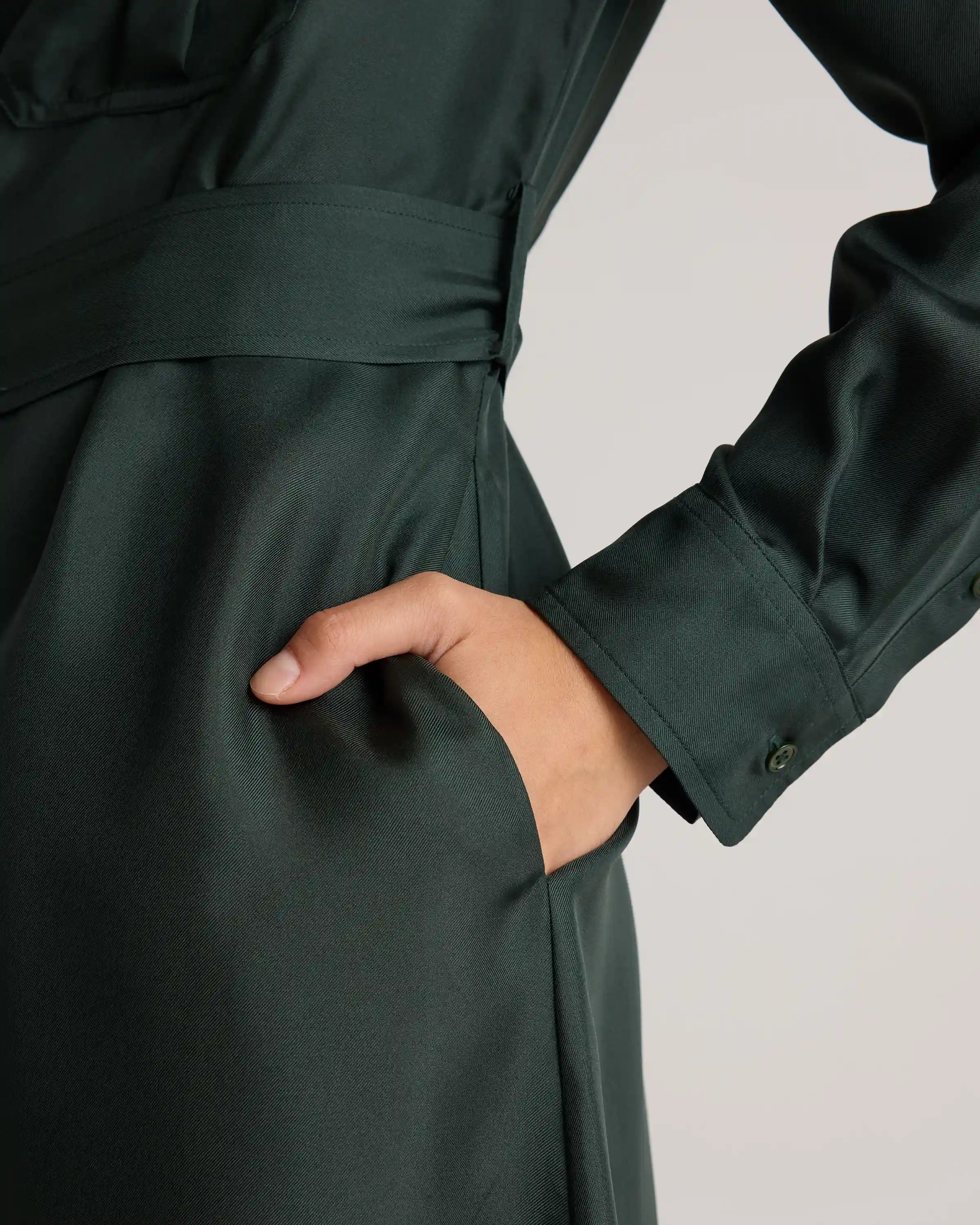 100% Silk Twill Utility Shirt Dress