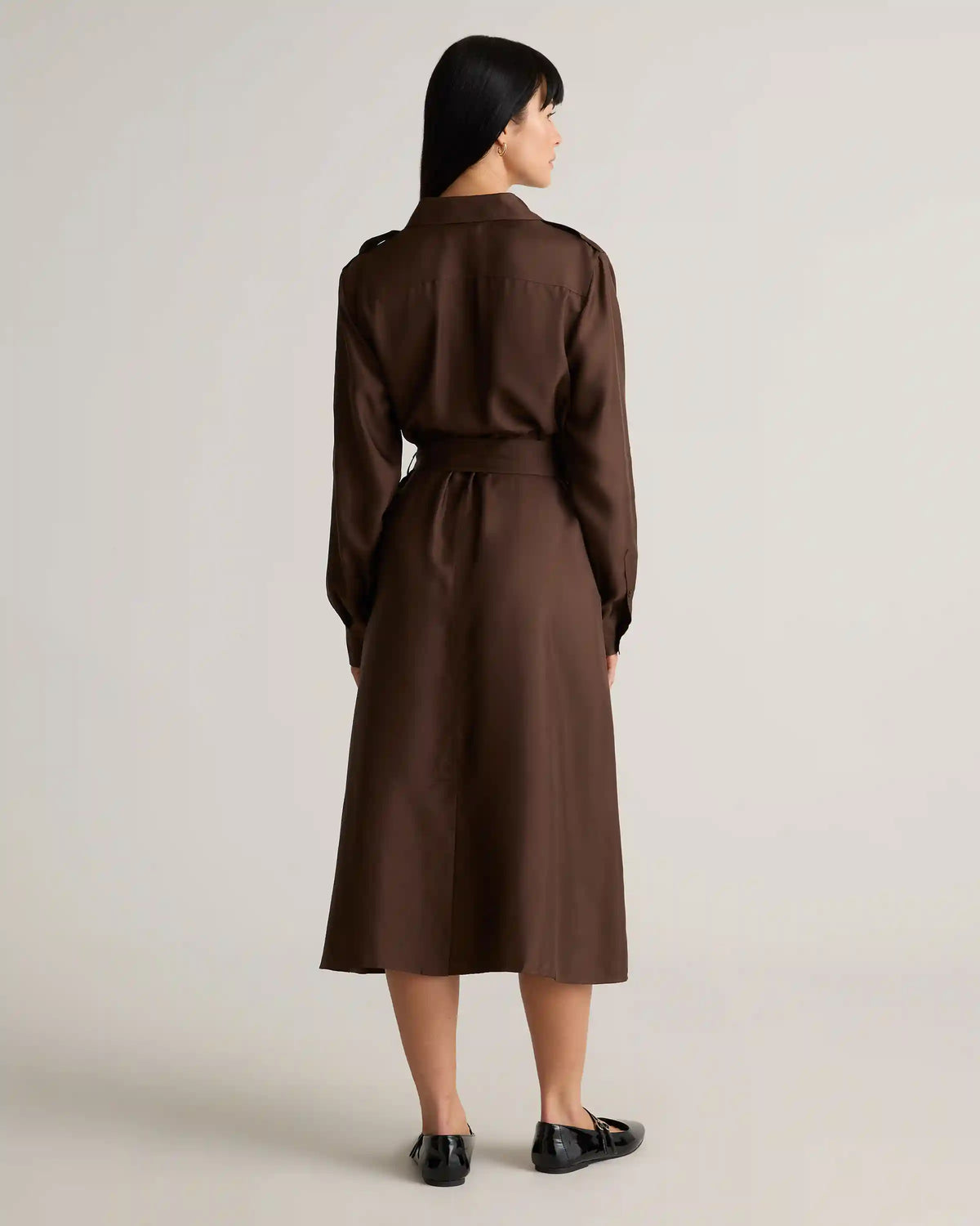 100% Silk Twill Utility Shirt Dress