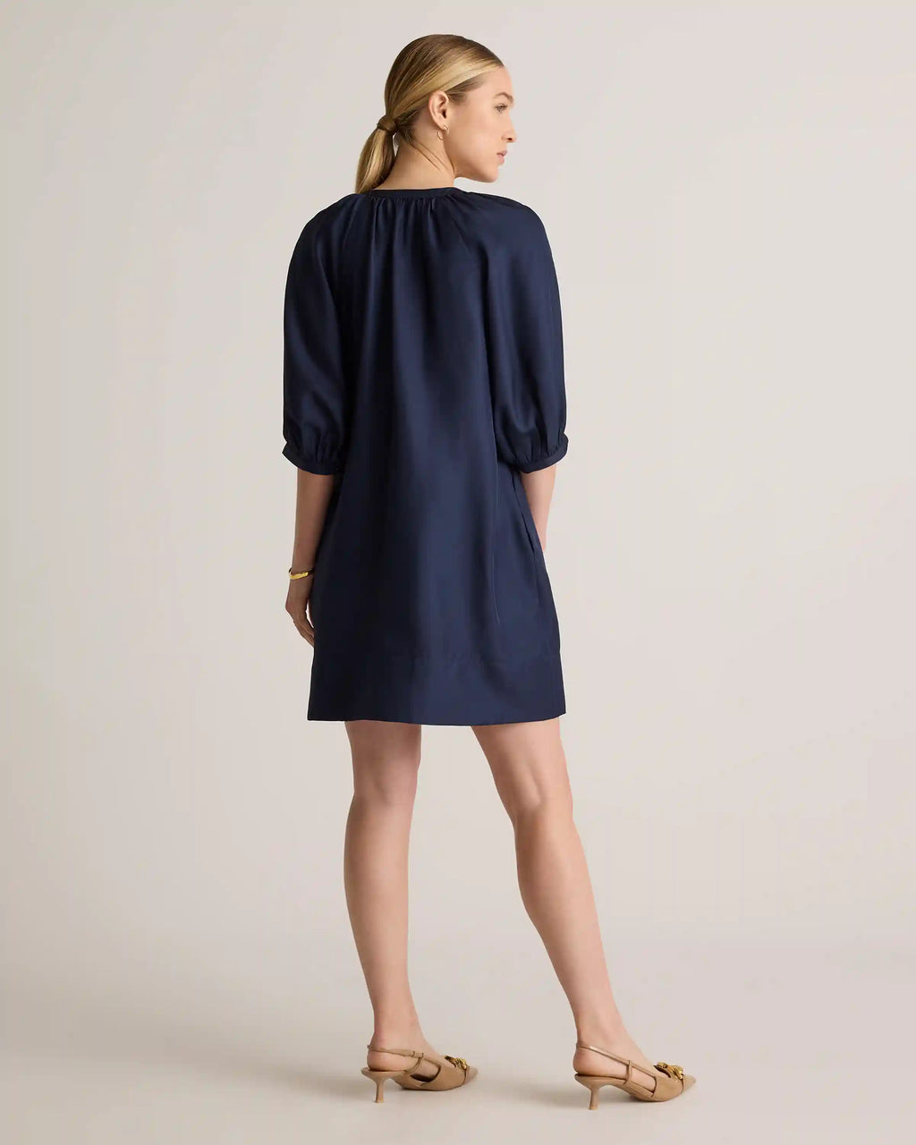 100% Silk Twill Button Front Mini Dress