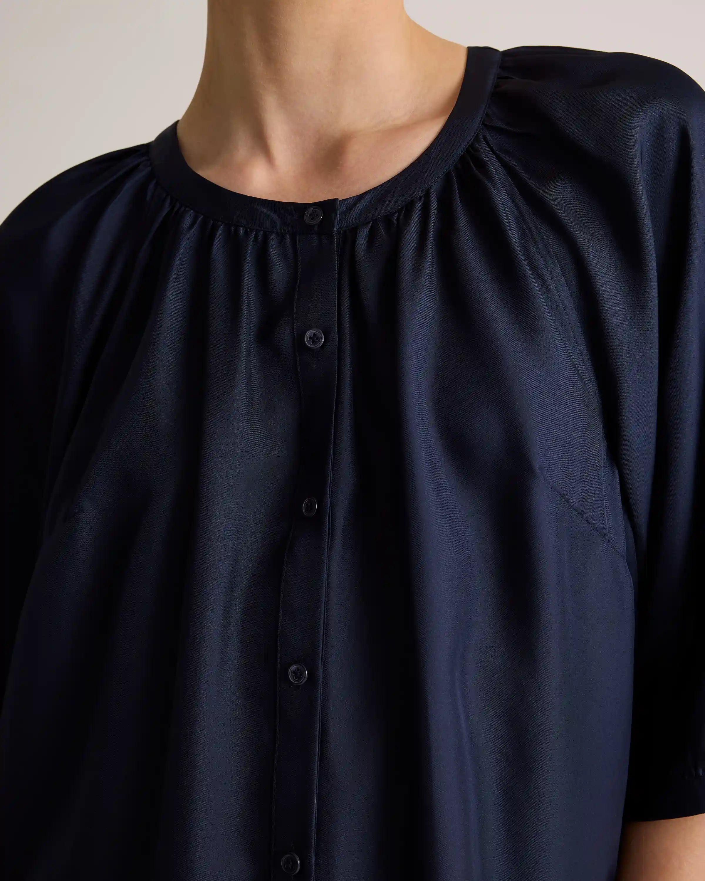 100% Silk Twill Button Front Mini Dress