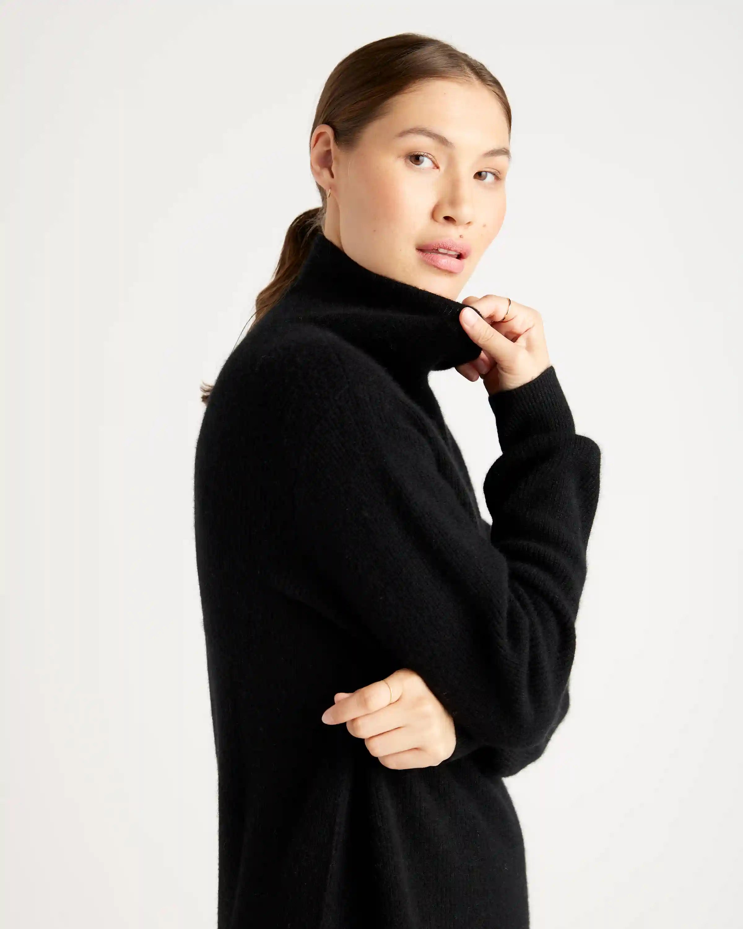 Mongolian Cashmere Textured Sweater Dress