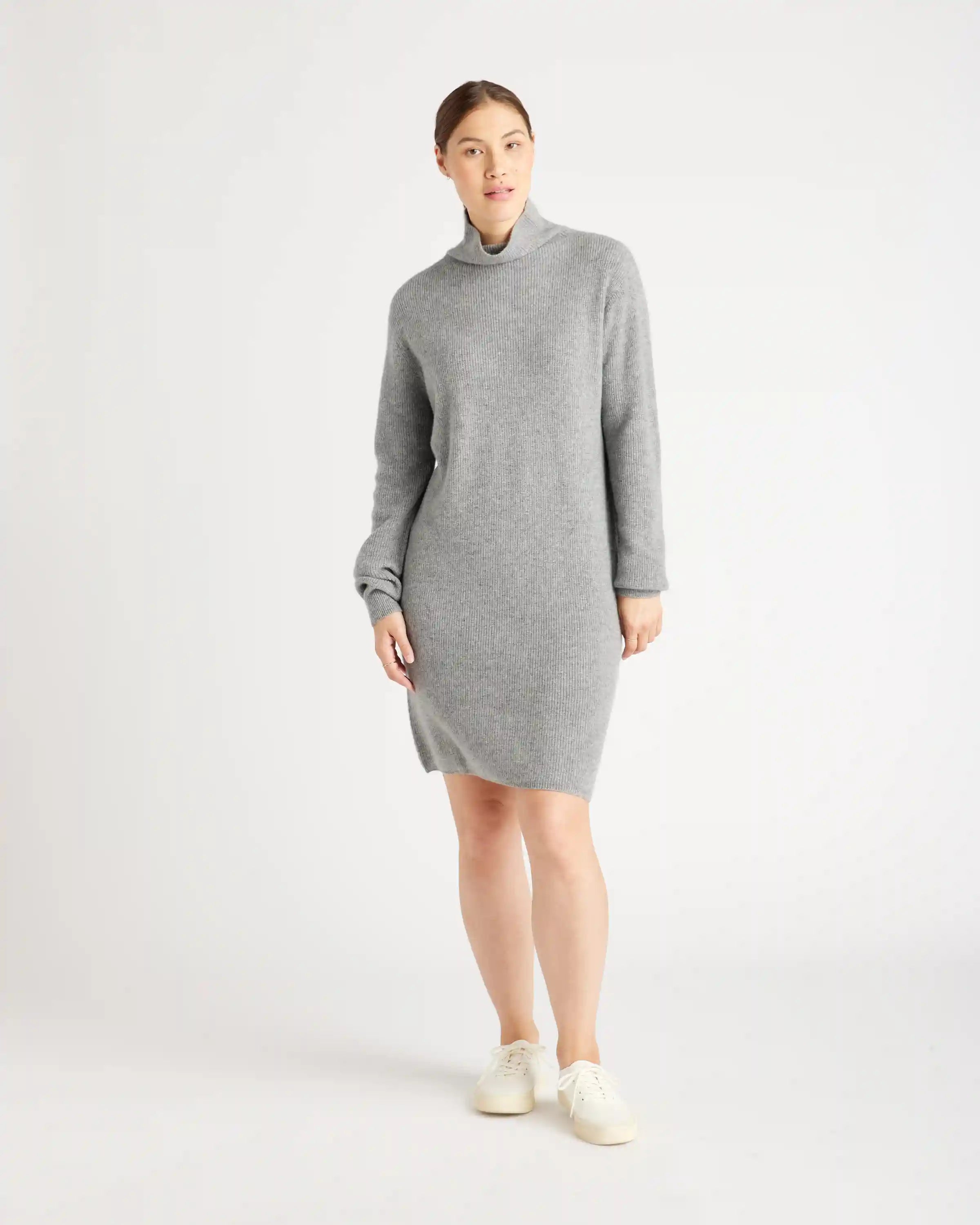 Mongolian Cashmere Textured Sweater Dress