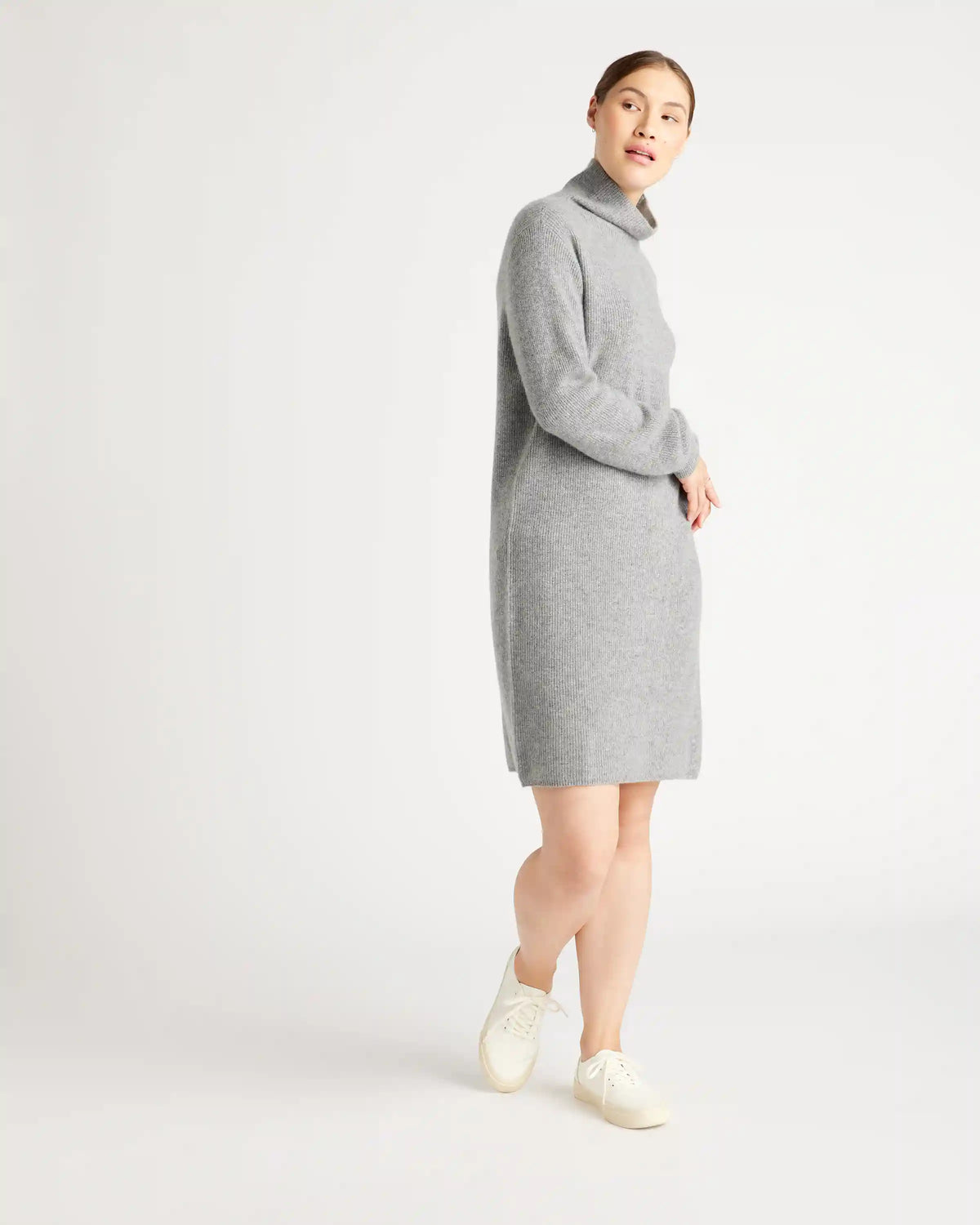 Mongolian Cashmere Textured Sweater Dress