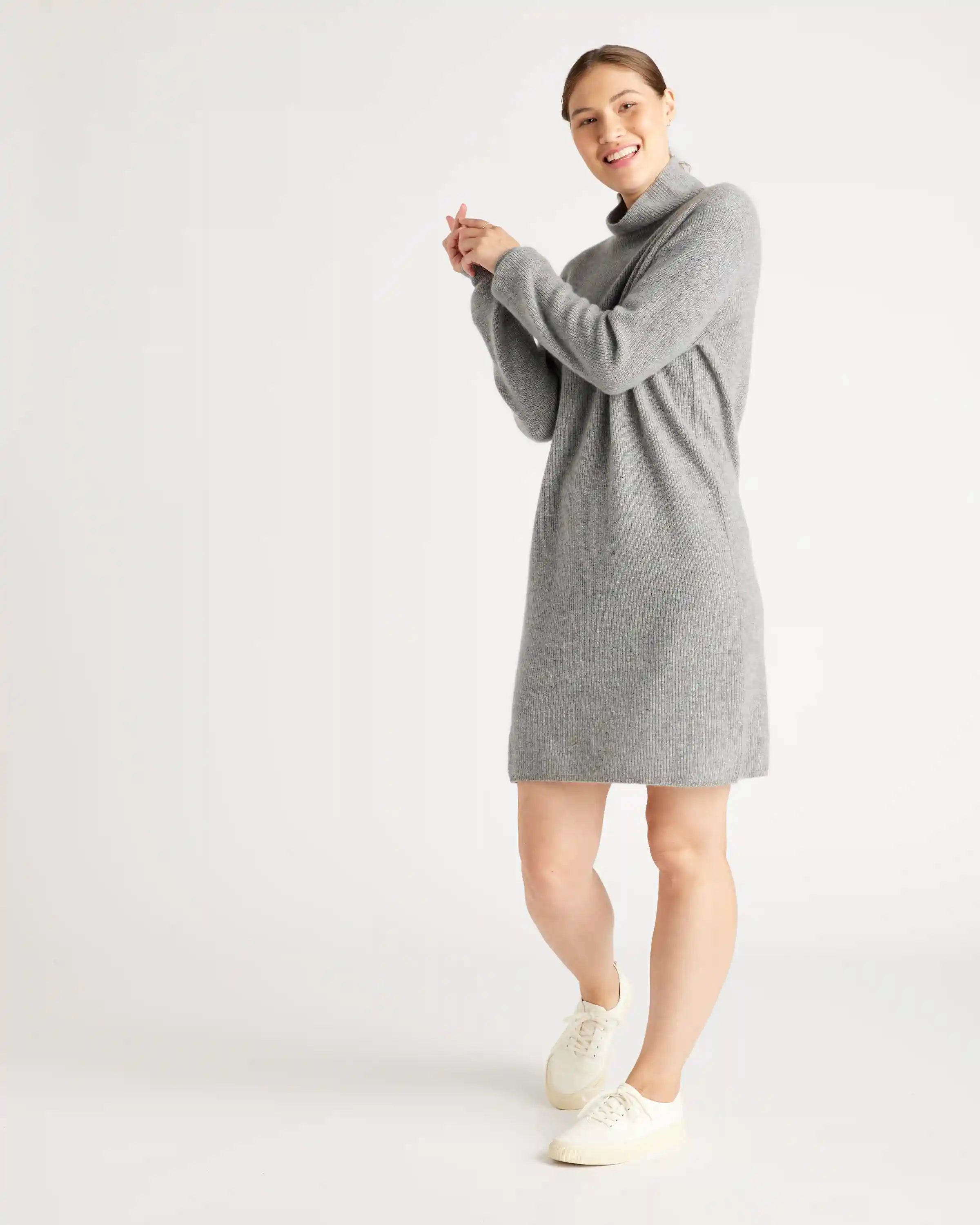 Mongolian Cashmere Textured Sweater Dress