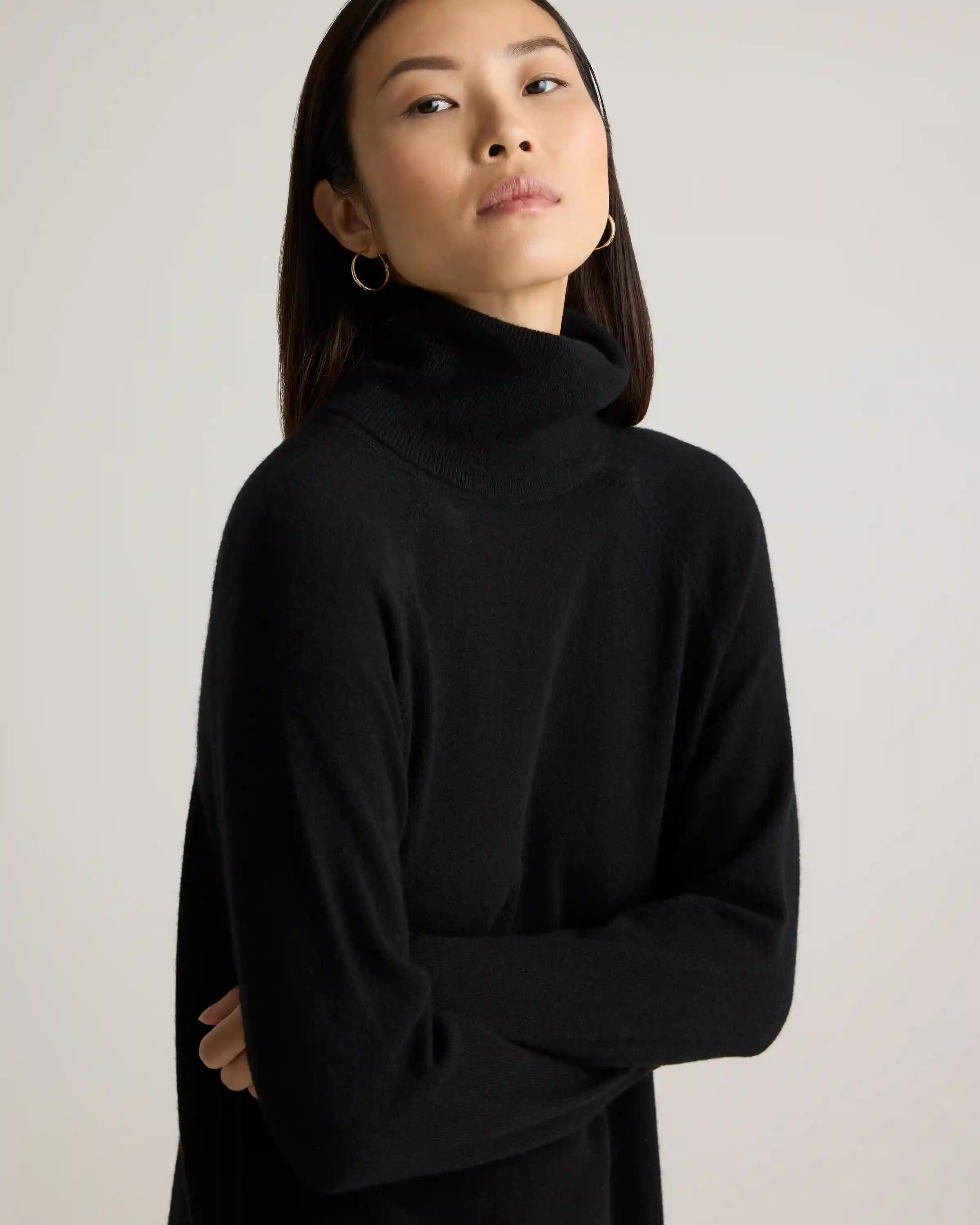 Mongolian Cashmere Turtleneck Sweater Dress