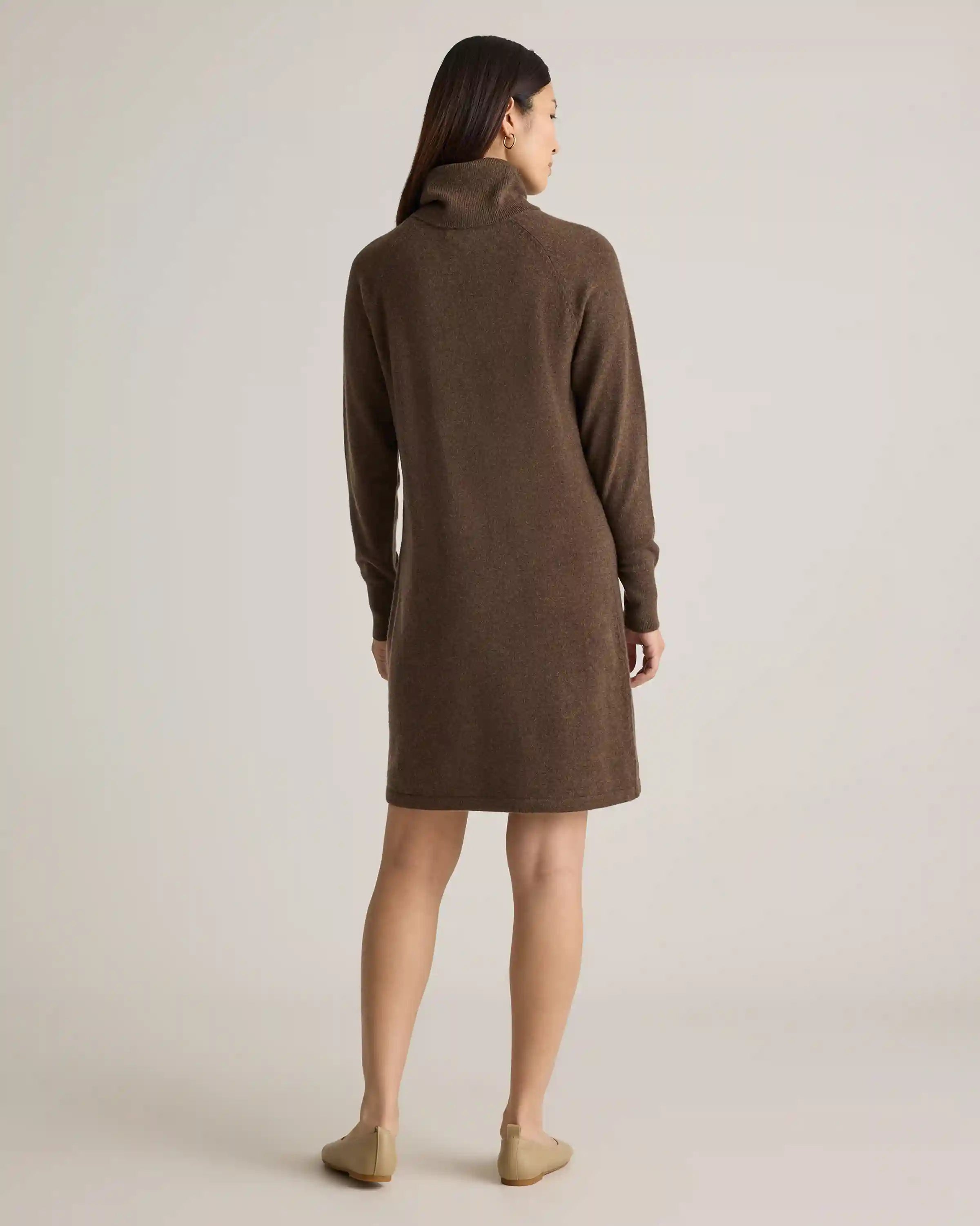Mongolian Cashmere Turtleneck Sweater Dress