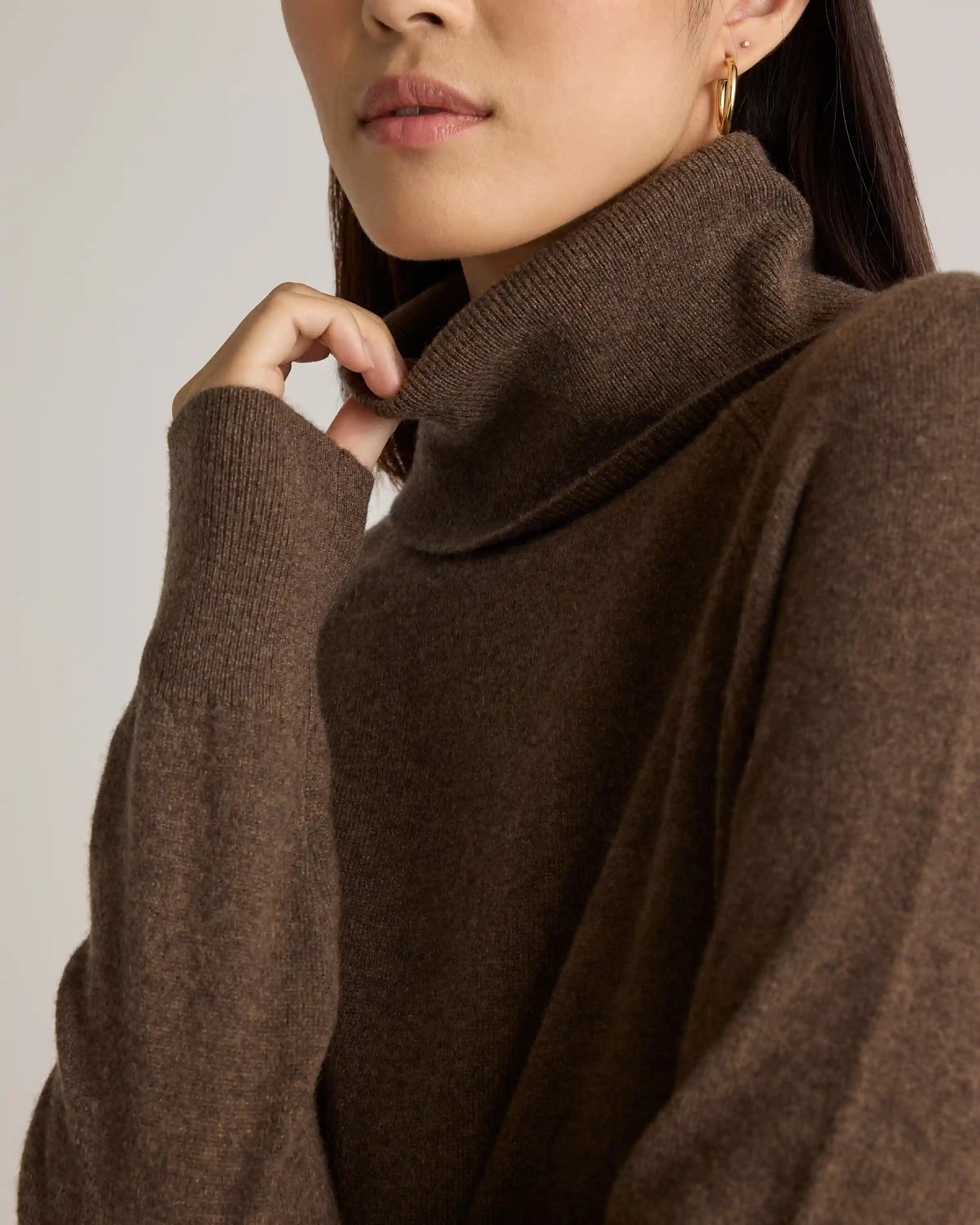 Mongolian Cashmere Turtleneck Sweater Dress