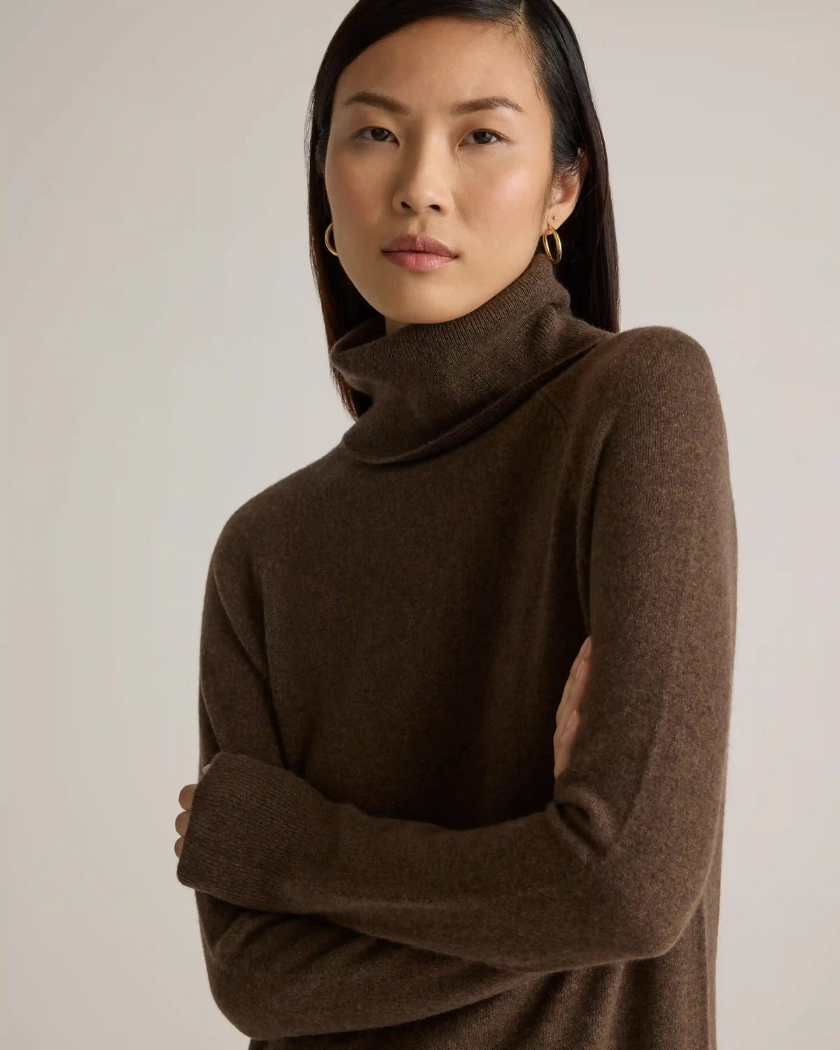 Mongolian Cashmere Turtleneck Sweater Dress
