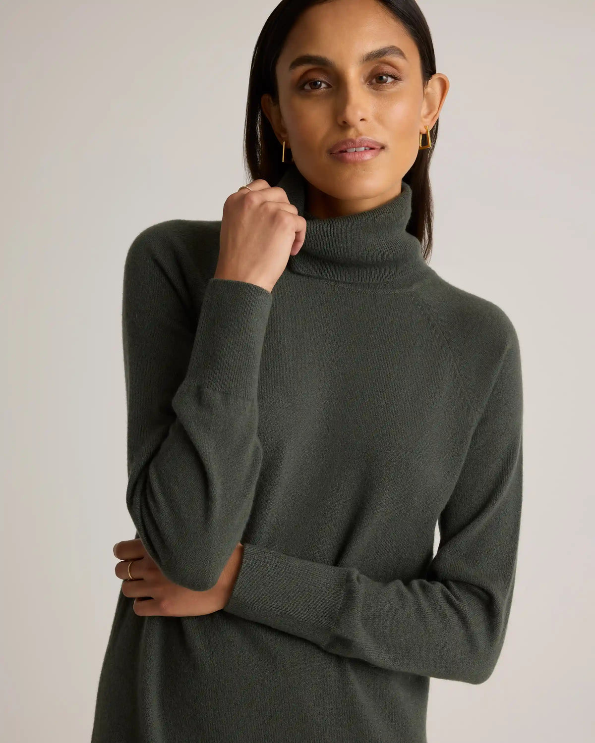 Mongolian Cashmere Turtleneck Sweater Dress