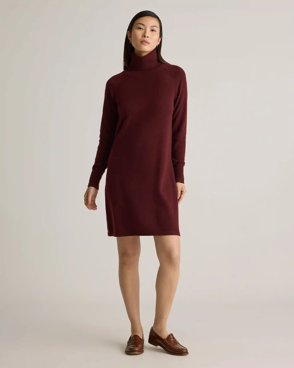 Mongolian Cashmere Turtleneck Sweater Dress