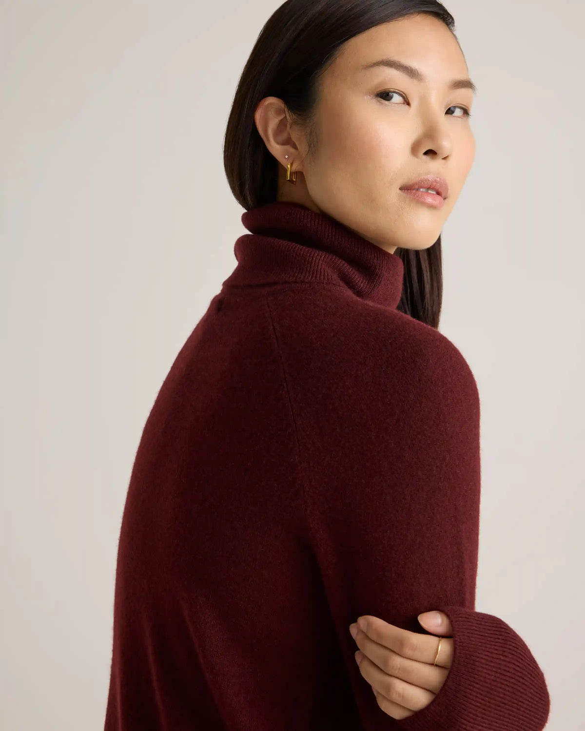 Mongolian Cashmere Turtleneck Sweater Dress