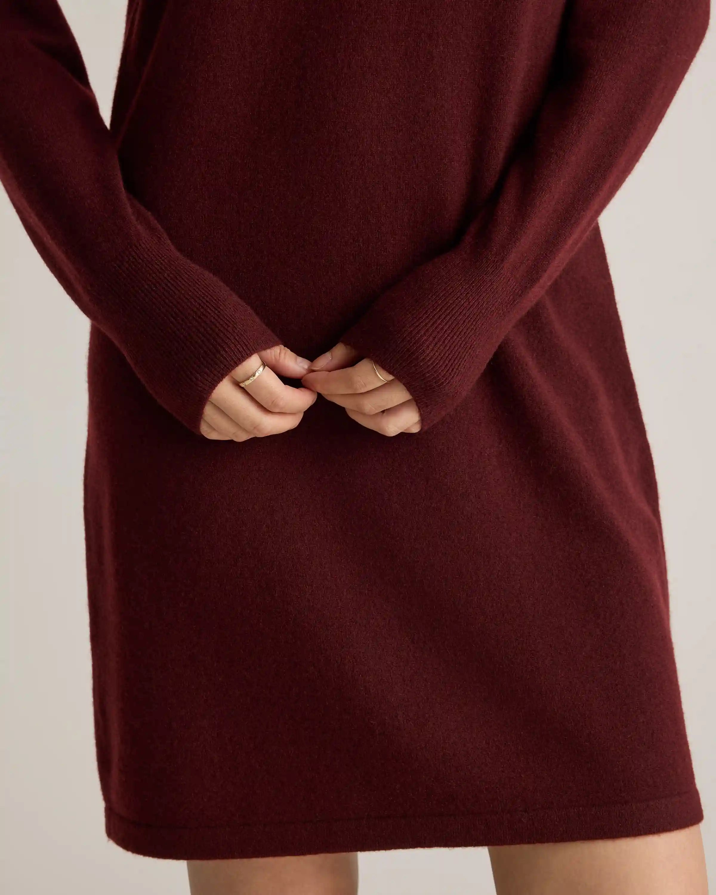 Mongolian Cashmere Turtleneck Sweater Dress