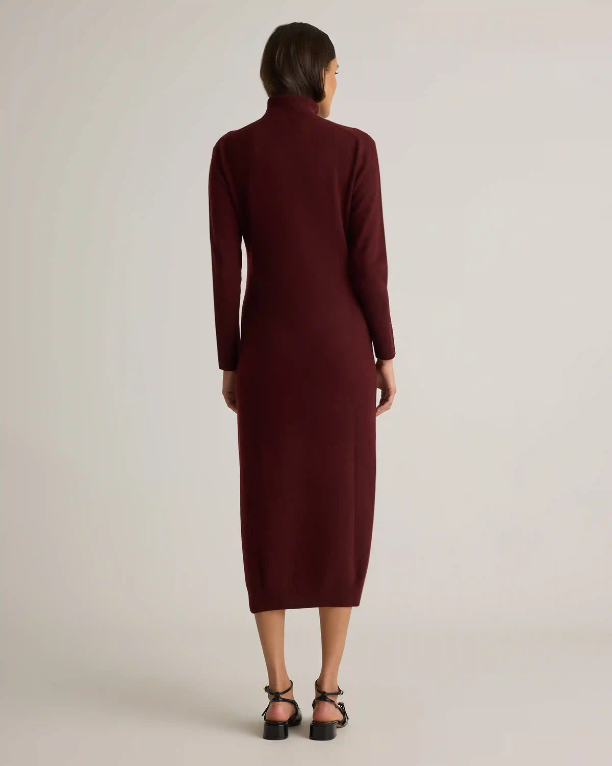 Mongolian Cashmere Turtleneck Midi Sweater Dress