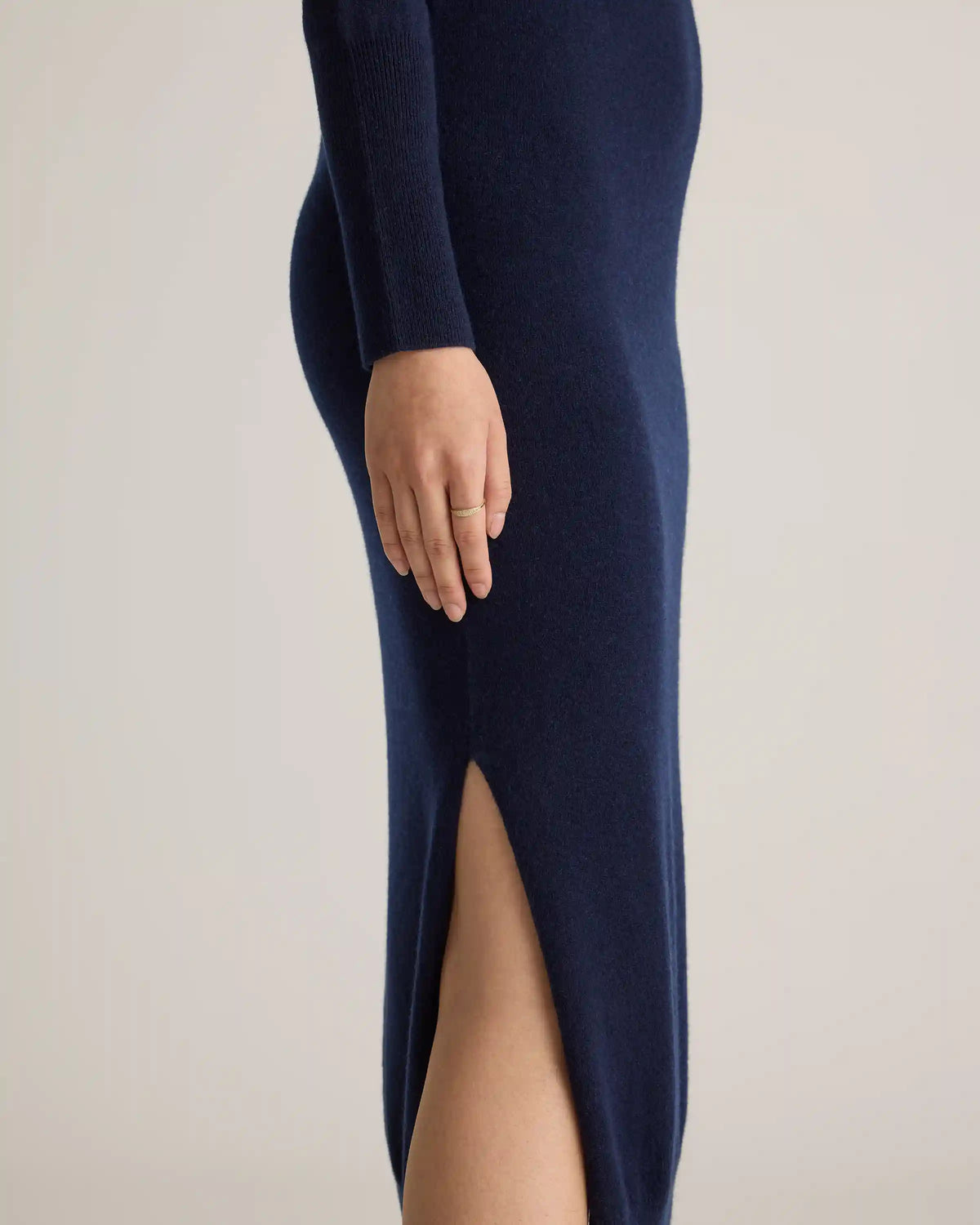 Mongolian Cashmere Turtleneck Midi Sweater Dress