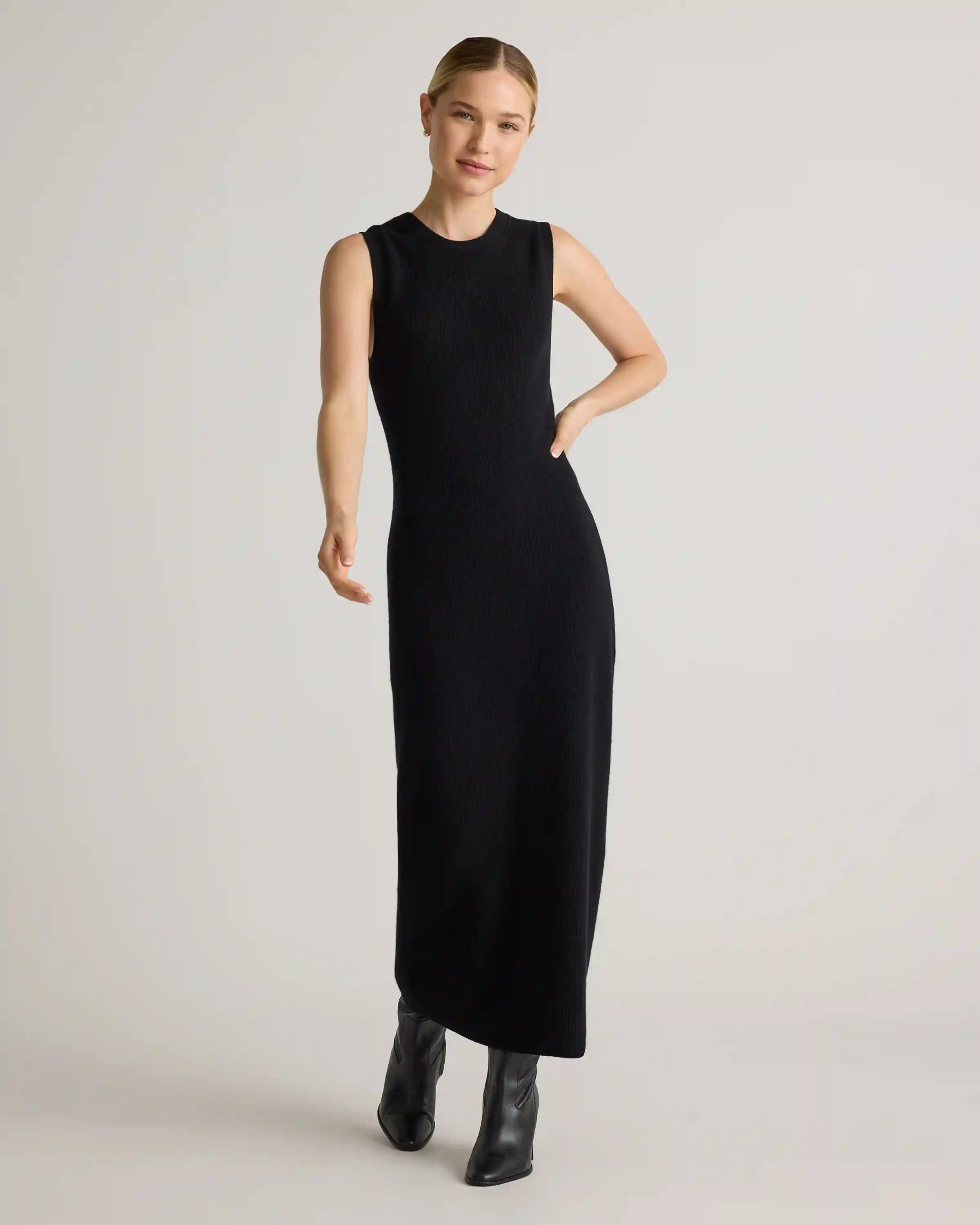 Mongolian Spring Cashmere Sleeveless Midi Sweater Dress