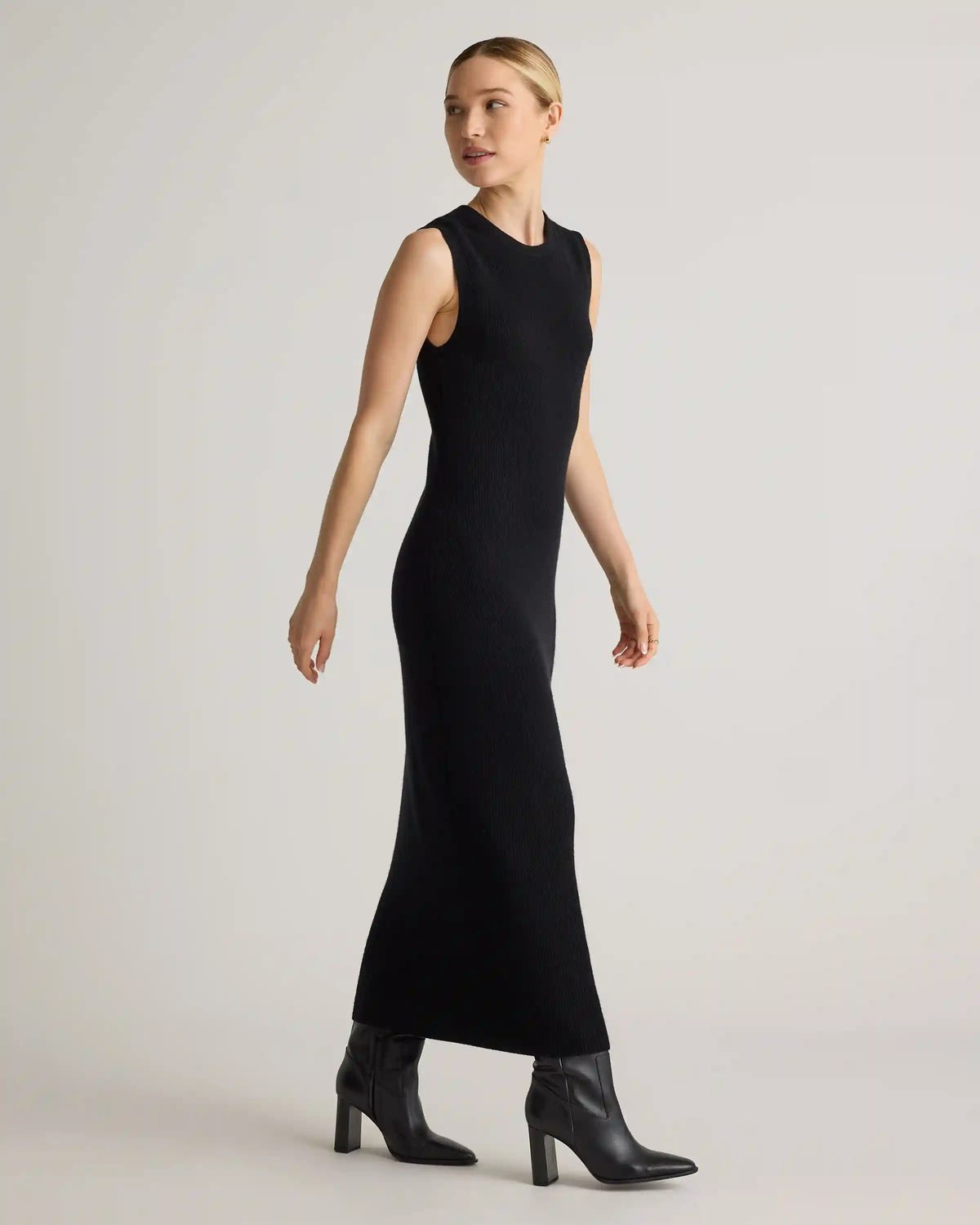 Mongolian Spring Cashmere Sleeveless Midi Sweater Dress