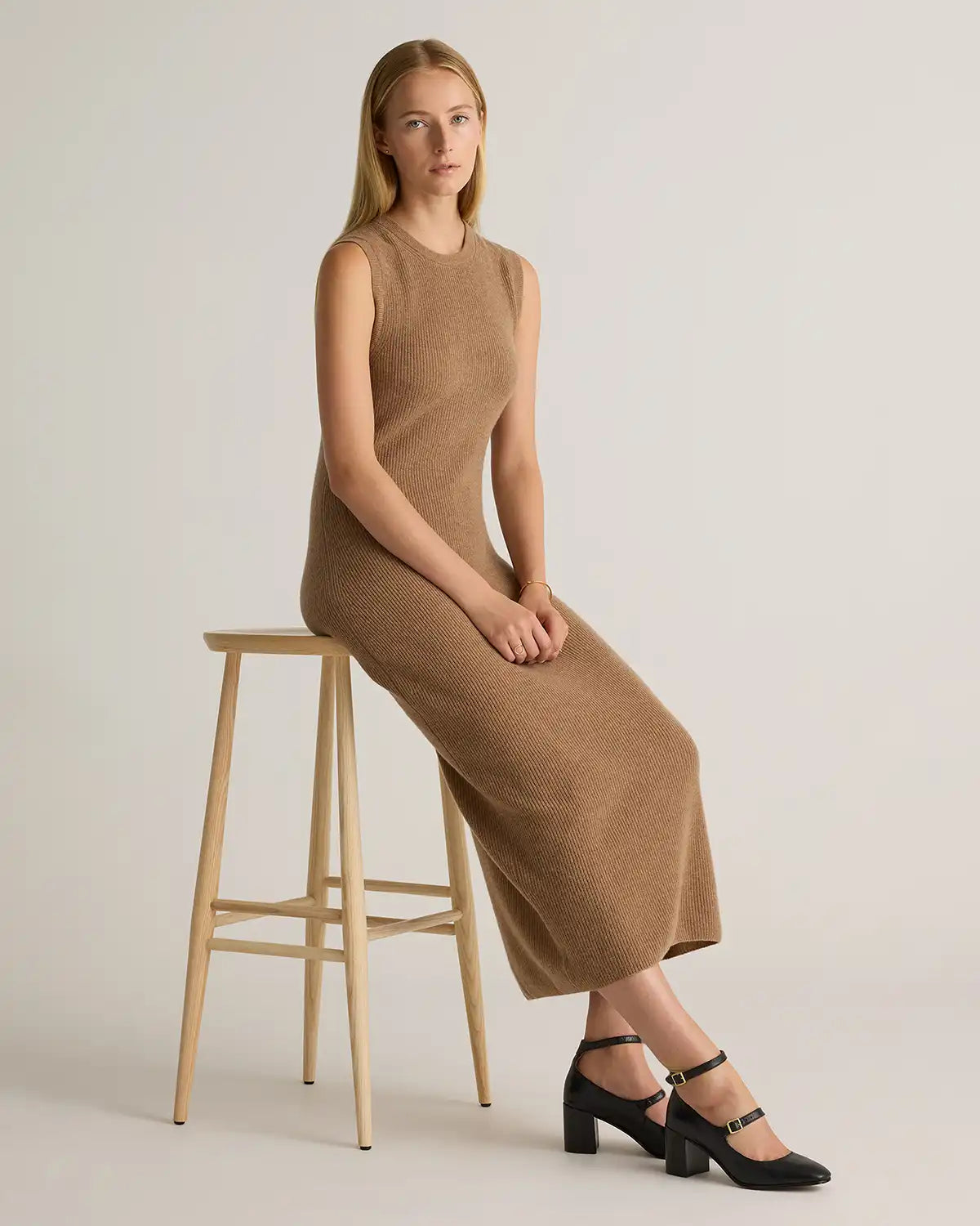Mongolian Cashmere Sleeveless Midi Sweater Dress