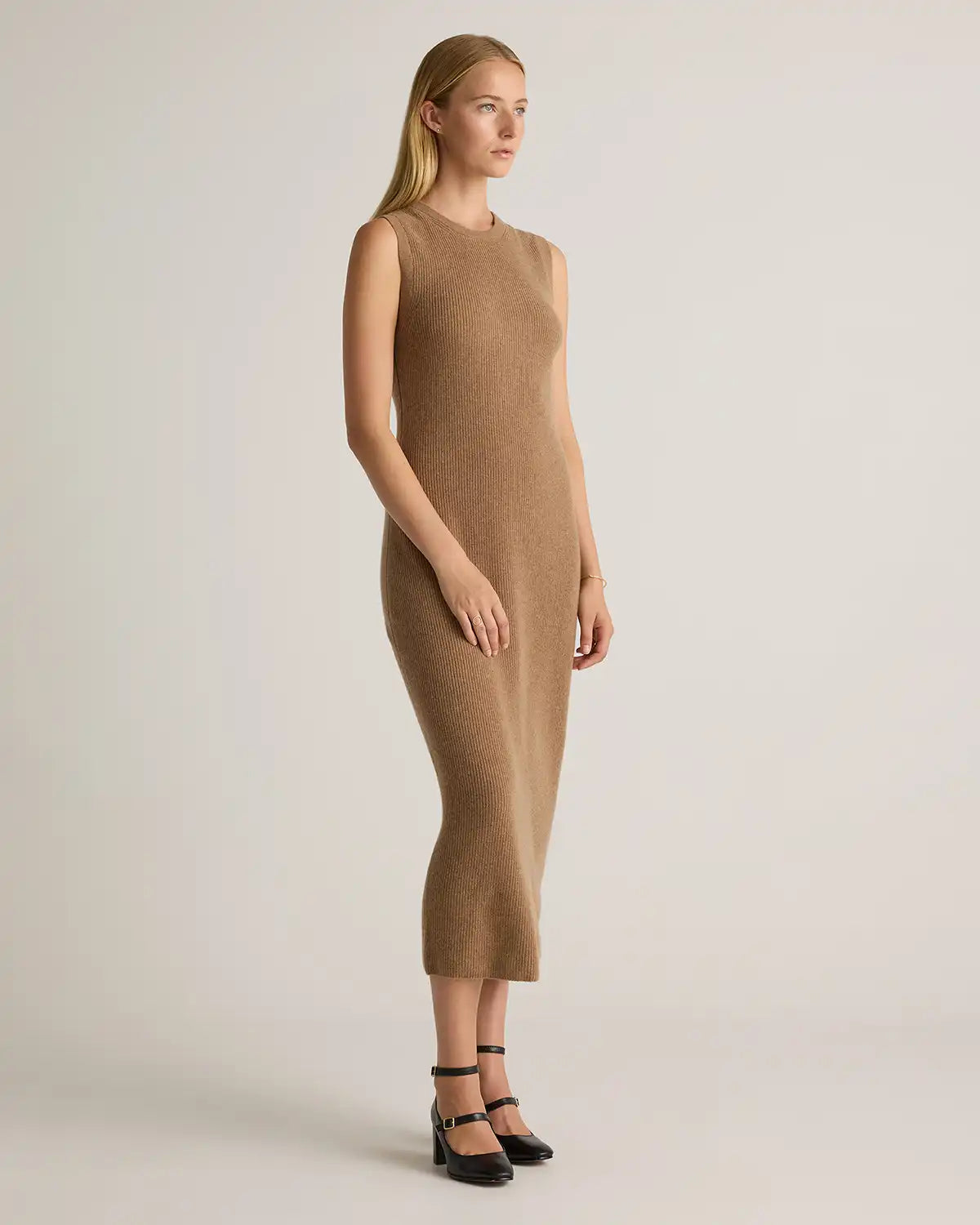 Mongolian Cashmere Sleeveless Midi Sweater Dress