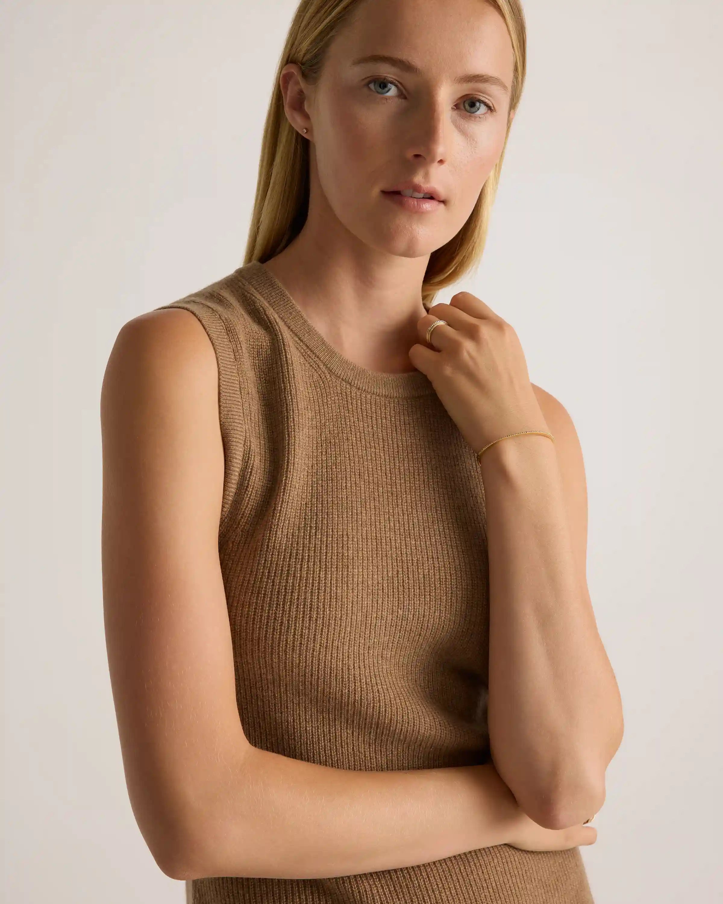 Mongolian Cashmere Sleeveless Midi Sweater Dress