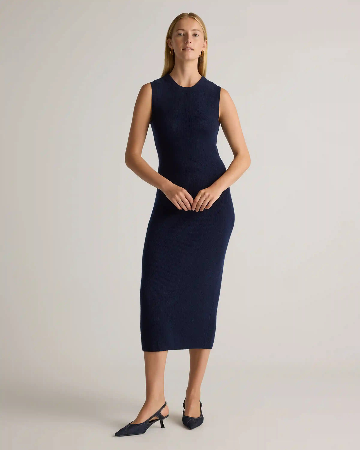 Mongolian Cashmere Sleeveless Midi Sweater Dress