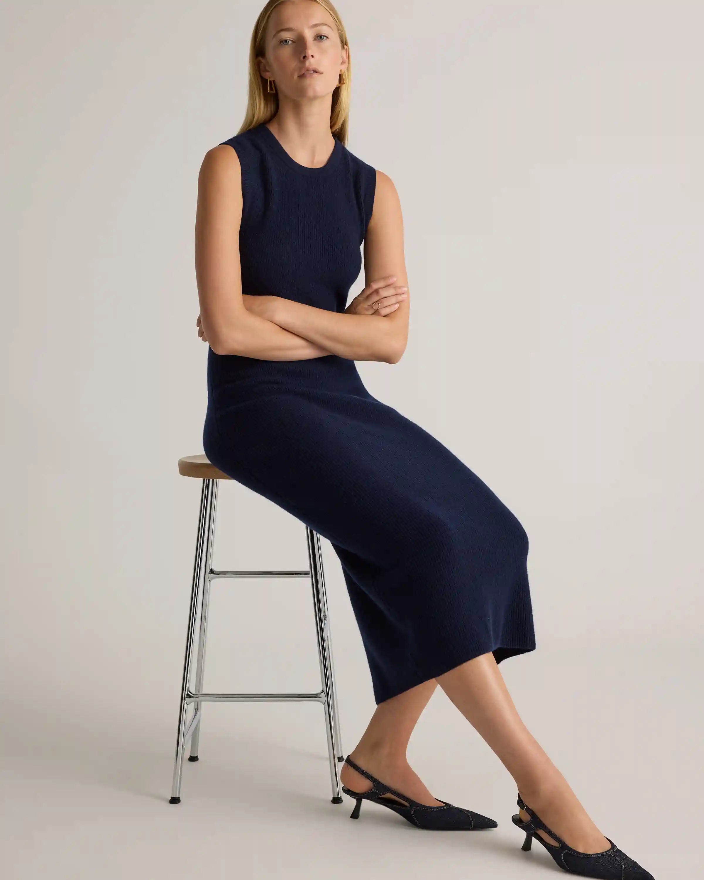Mongolian Cashmere Sleeveless Midi Sweater Dress