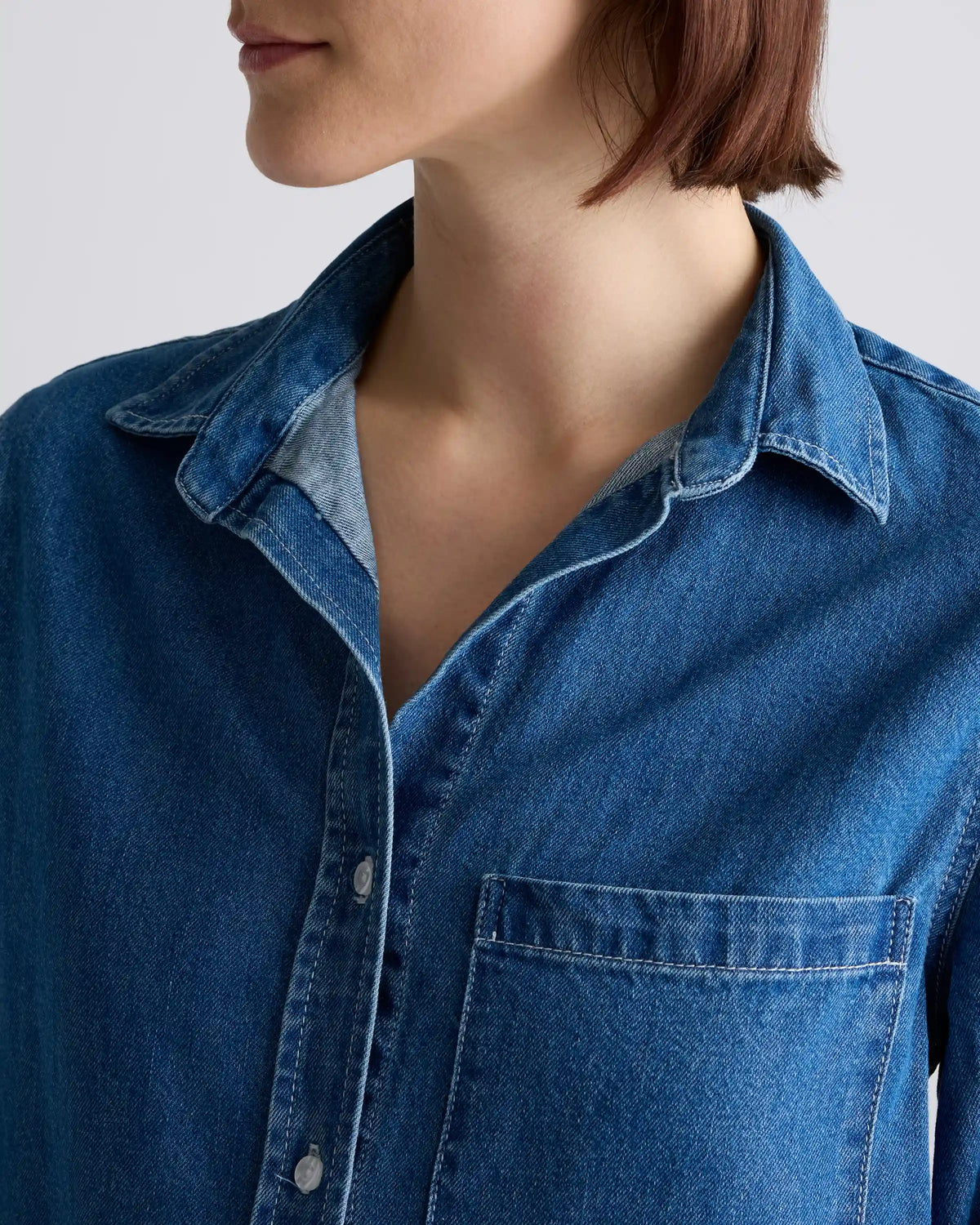 Distressed Denim Maxi Shirt Dress