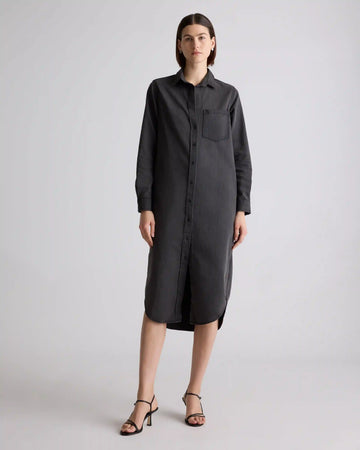 Distressed Denim Maxi Shirt Dress