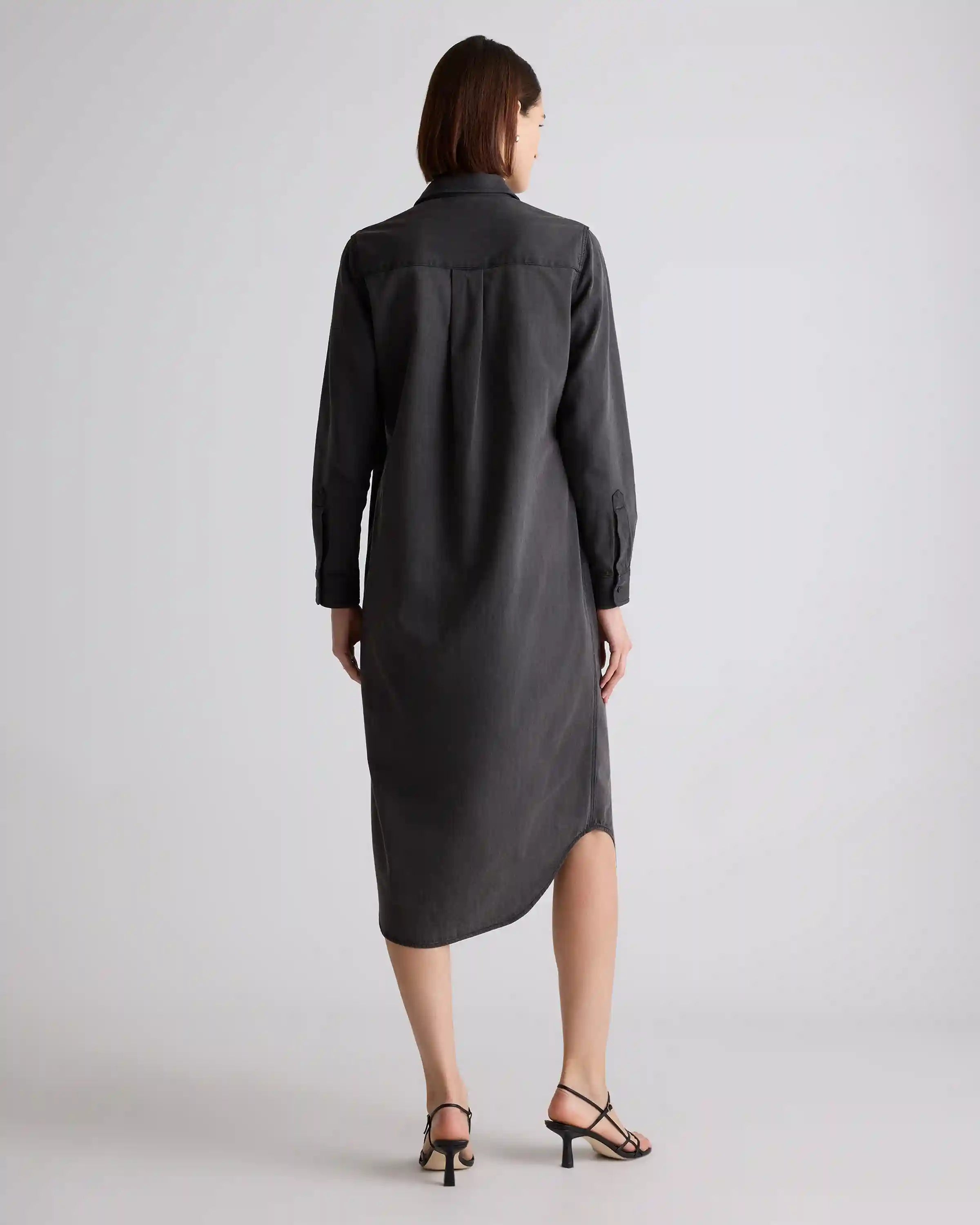 Distressed Denim Maxi Shirt Dress