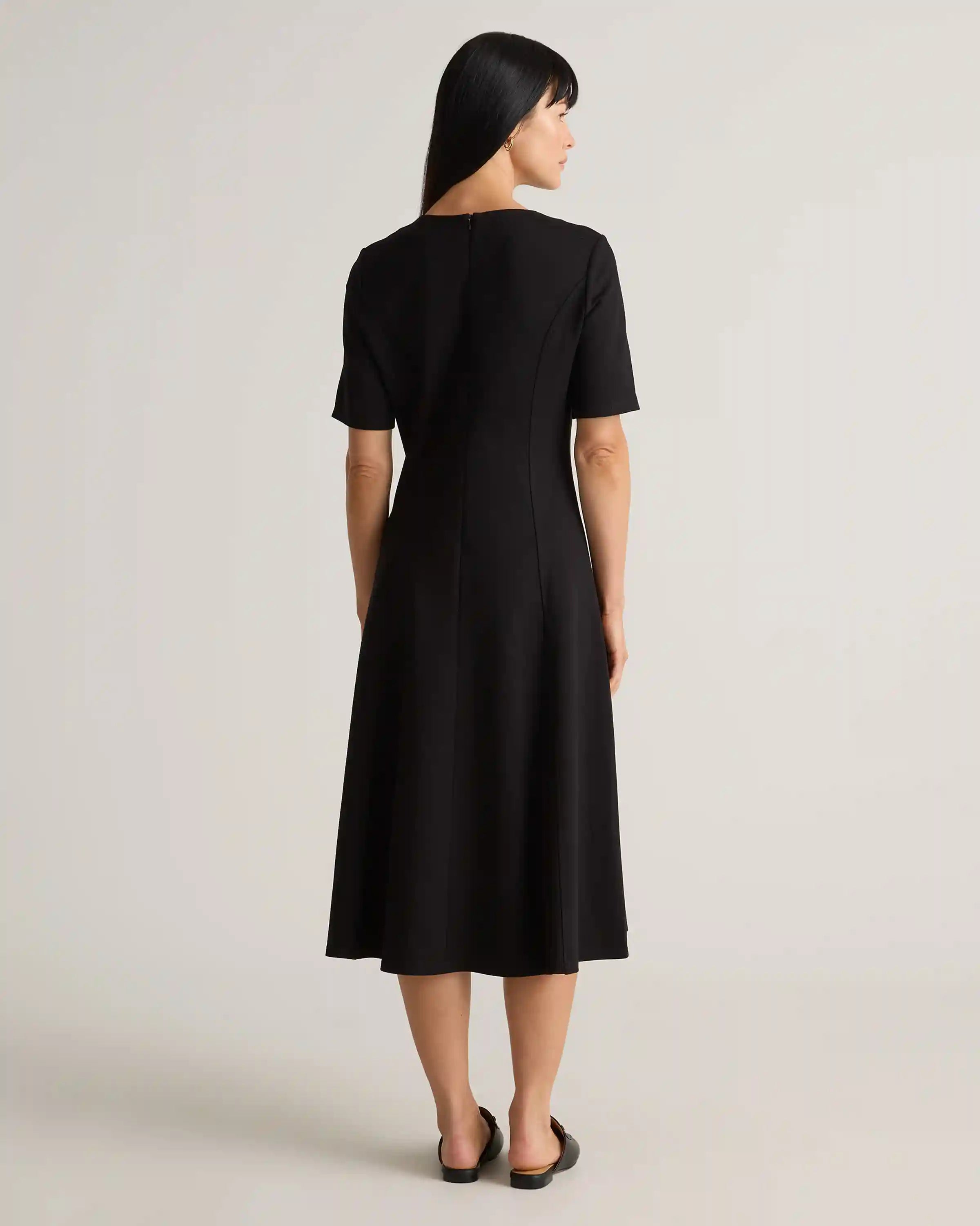 Ultra-Stretch Ponte Short Sleeve Midi Dress