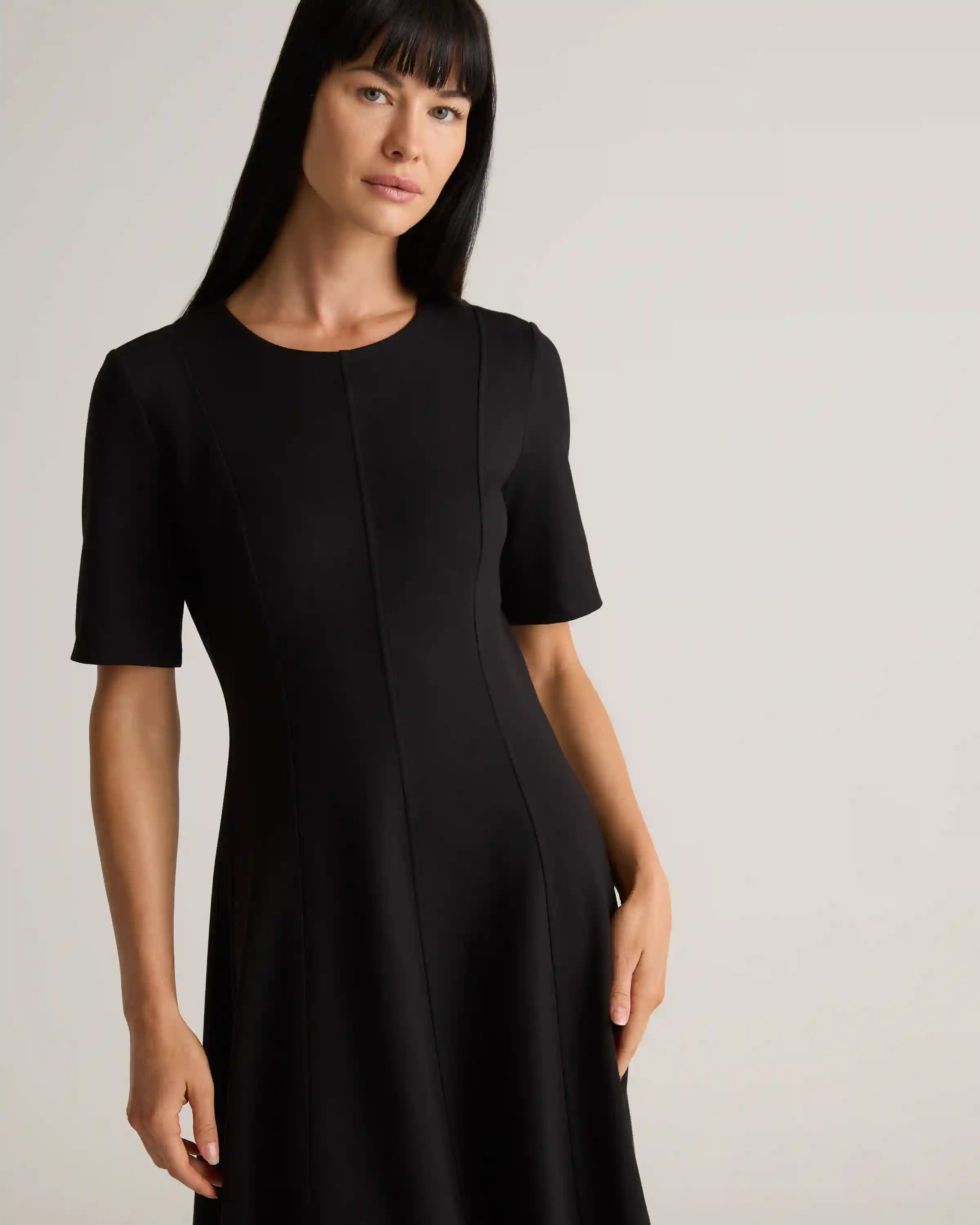 Ultra-Stretch Ponte Short Sleeve Midi Dress