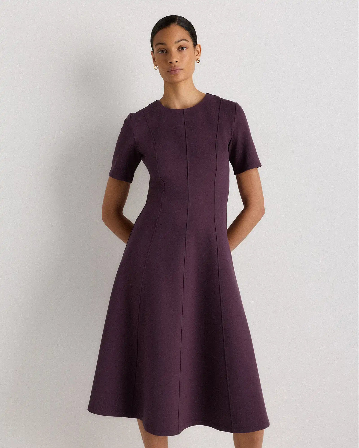 Ultra-Stretch Ponte Short Sleeve Midi Dress