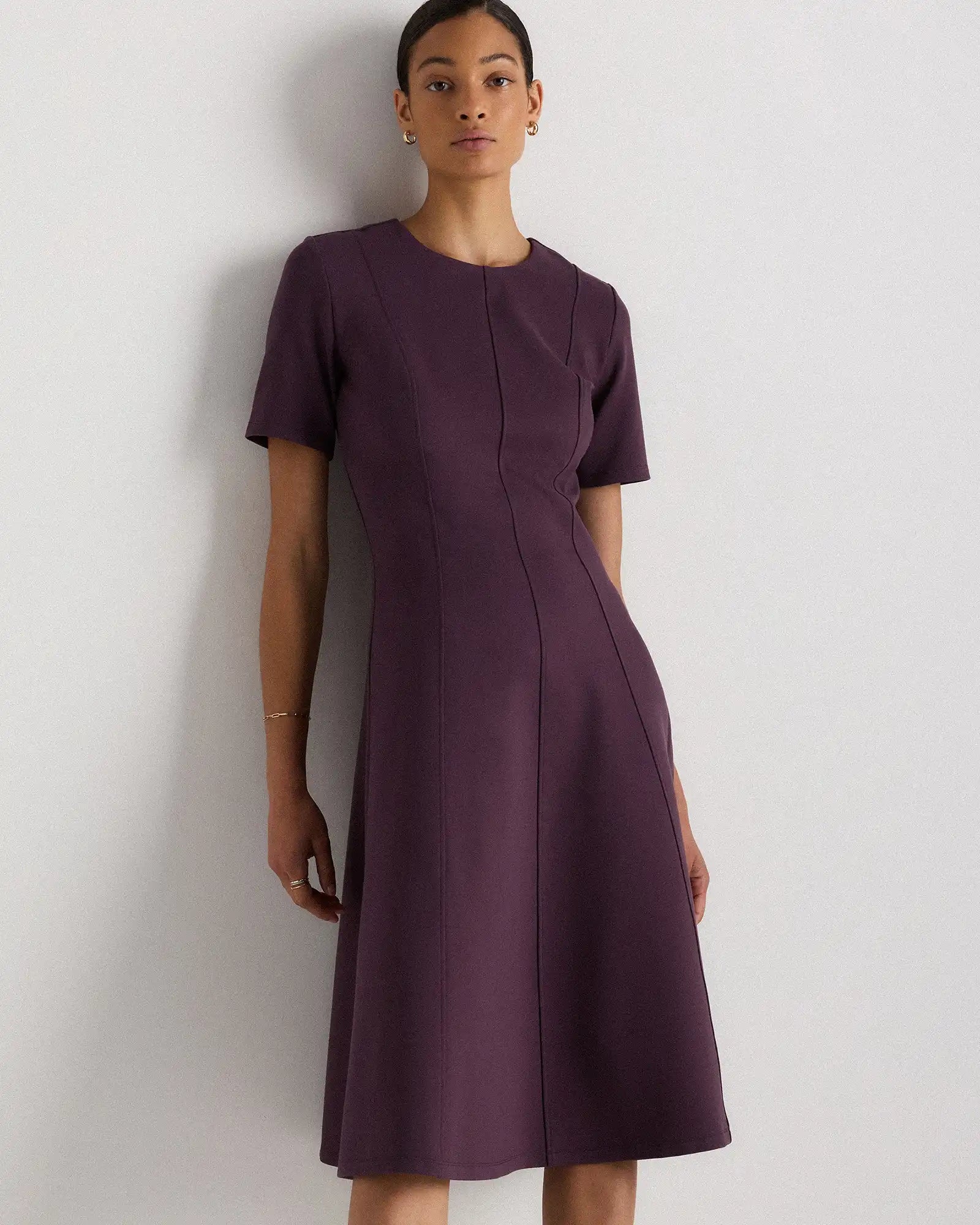 Ultra-Stretch Ponte Short Sleeve Midi Dress