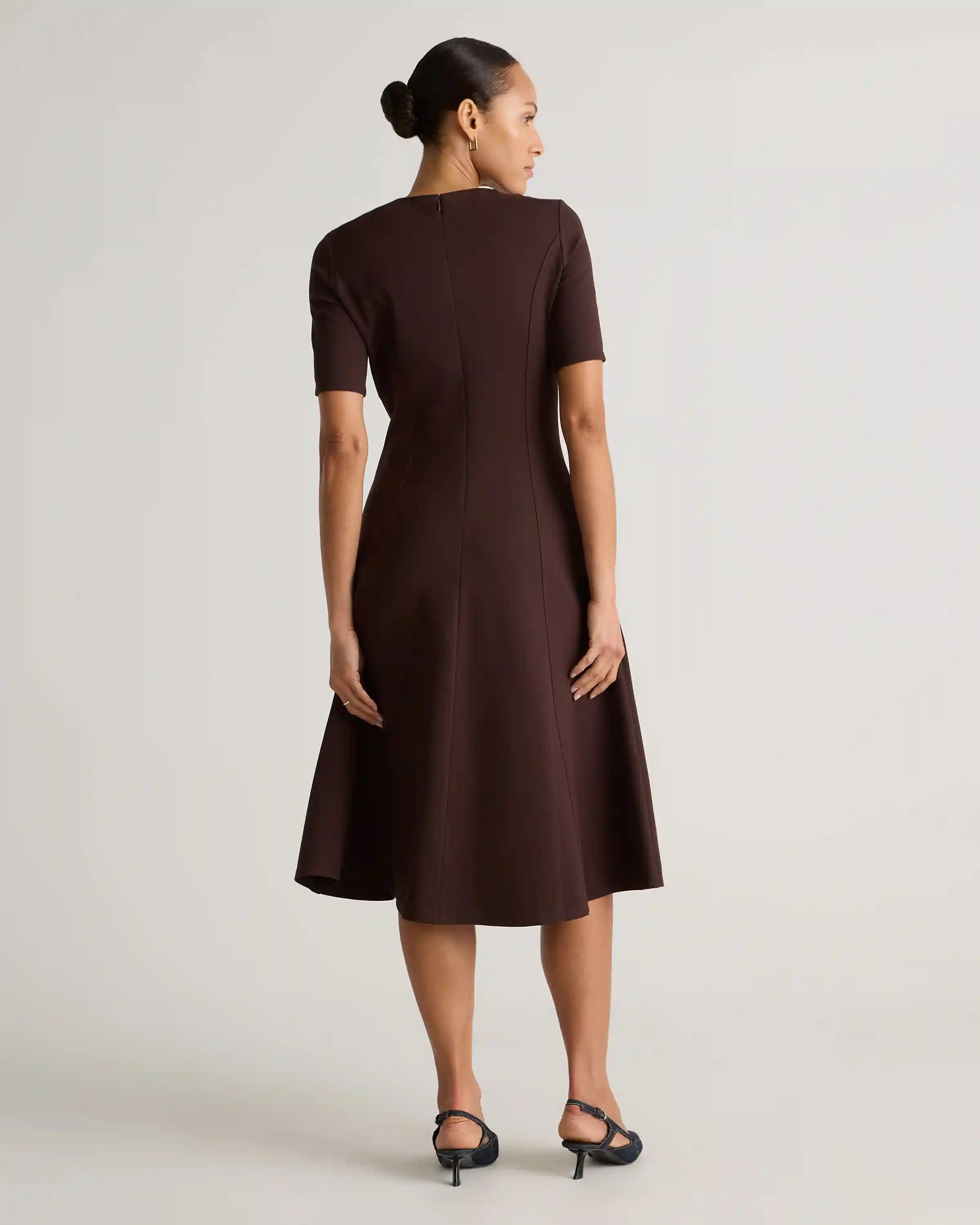 Ultra-Stretch Ponte Short Sleeve Midi Dress