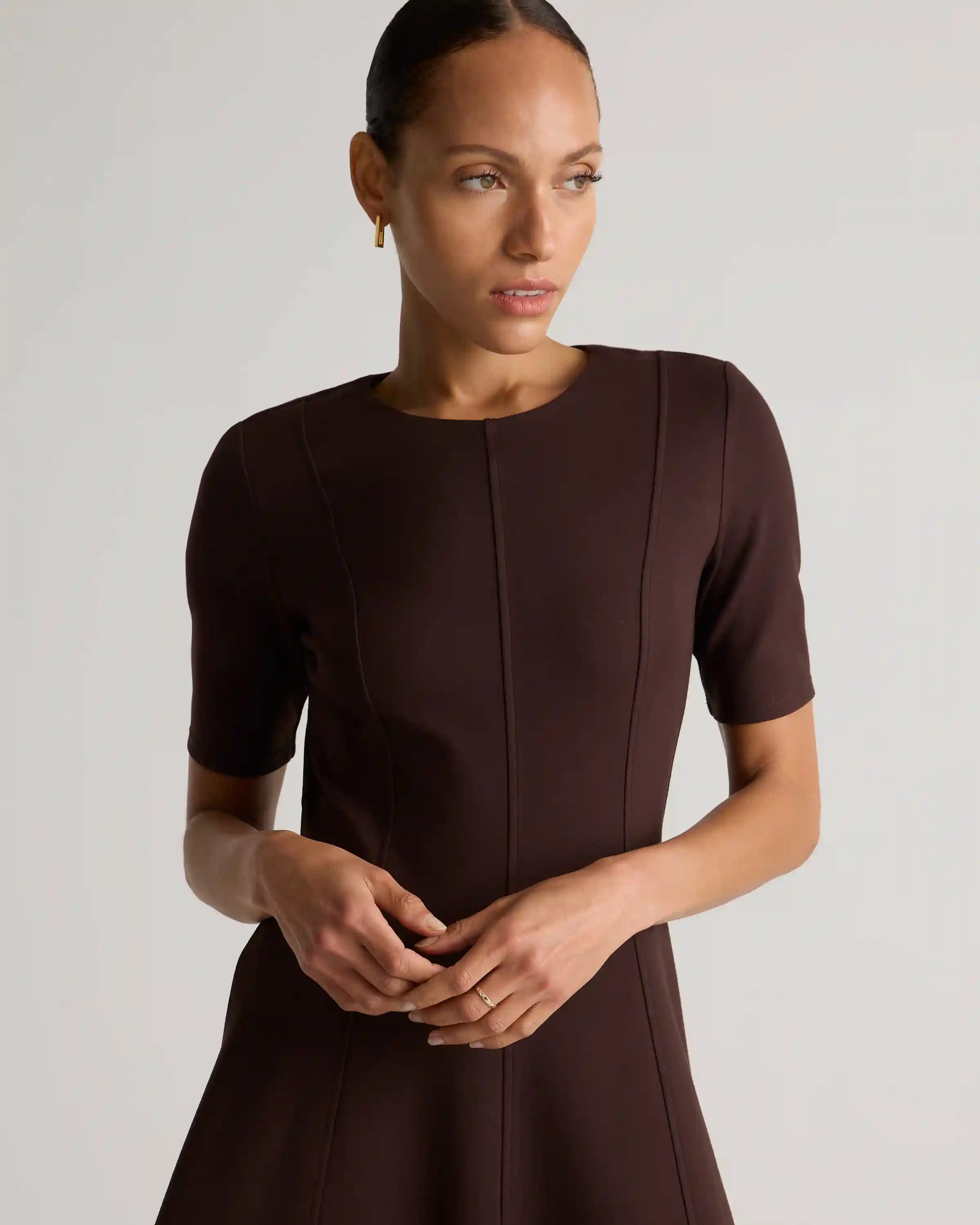 Ultra-Stretch Ponte Short Sleeve Midi Dress
