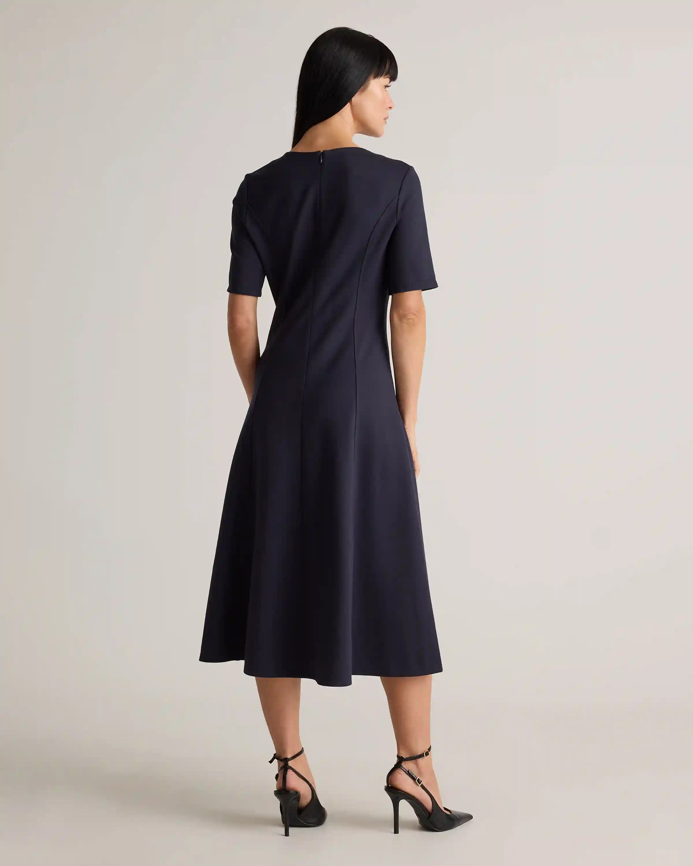 Ultra-Stretch Ponte Short Sleeve Midi Dress