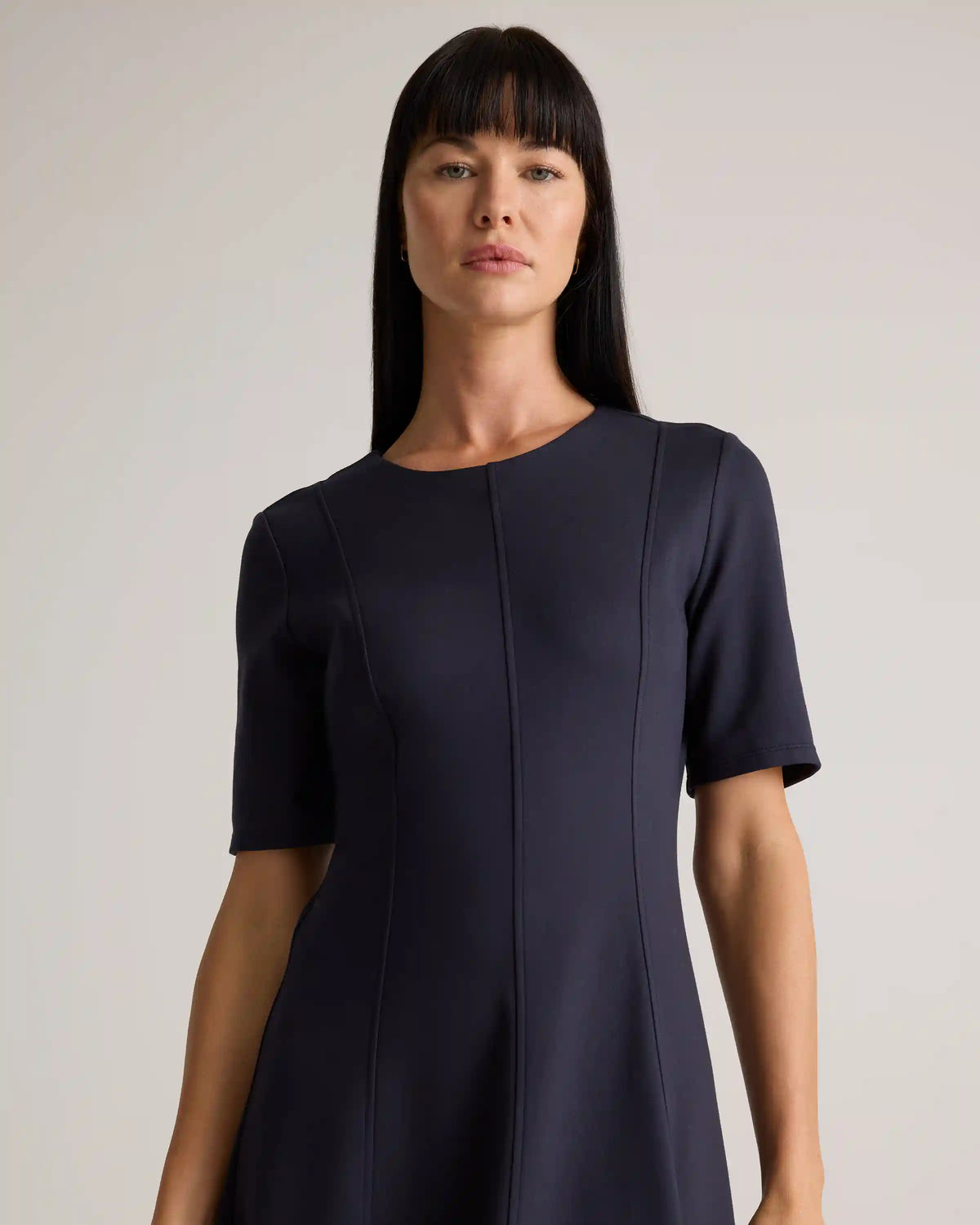 Ultra-Stretch Ponte Short Sleeve Midi Dress