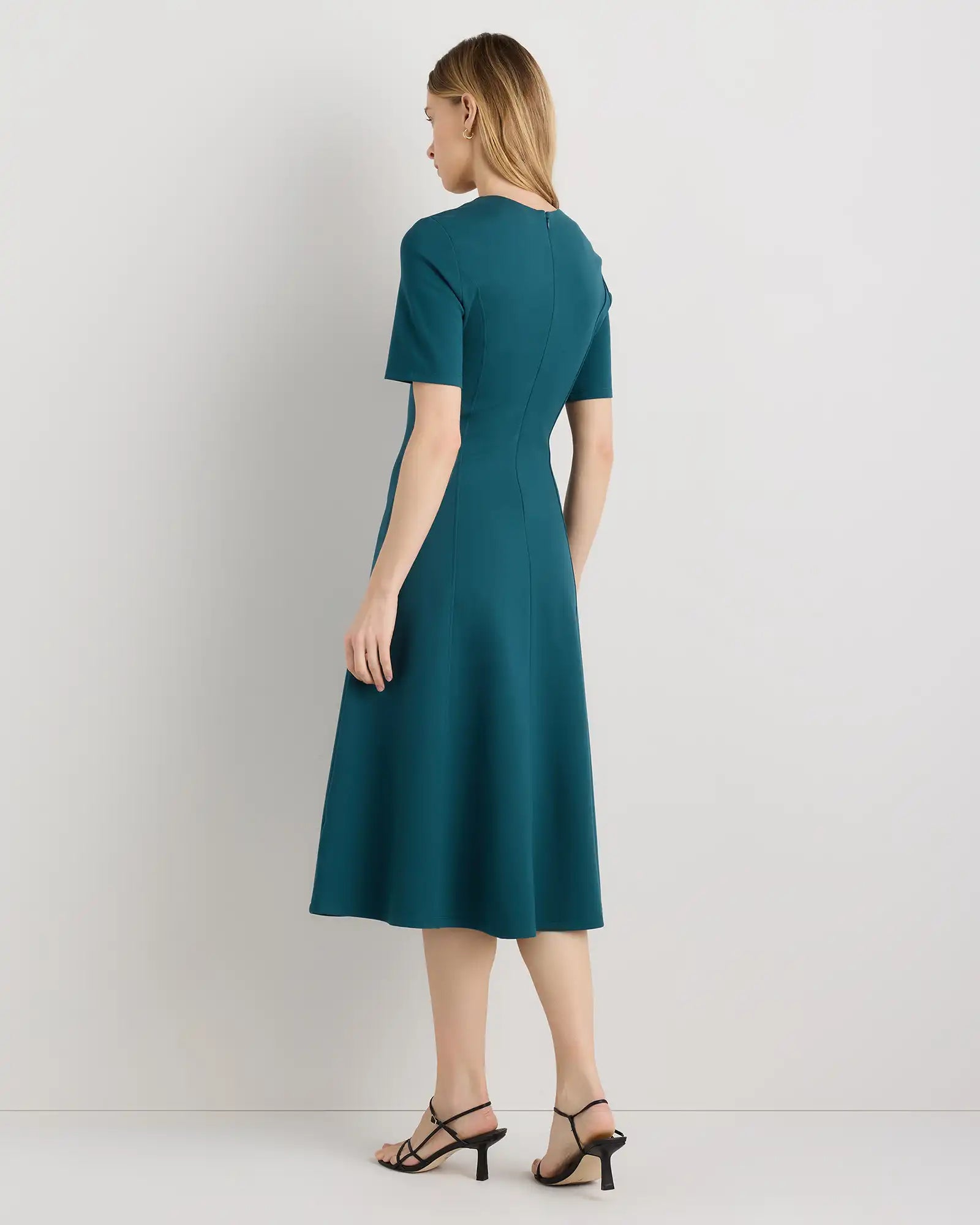 Ultra-Stretch Ponte Short Sleeve Midi Dress