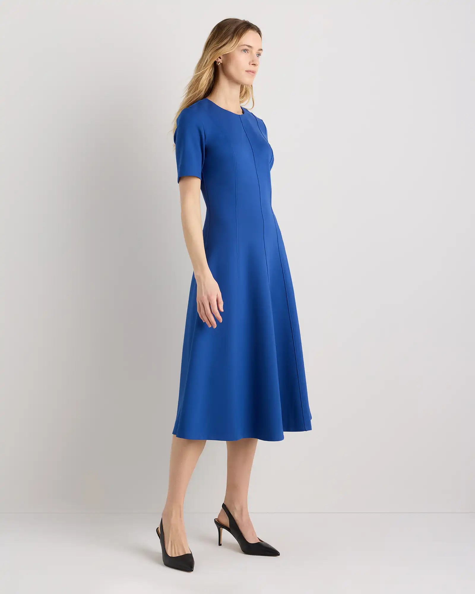 Ultra-Stretch Ponte Short Sleeve Midi Dress