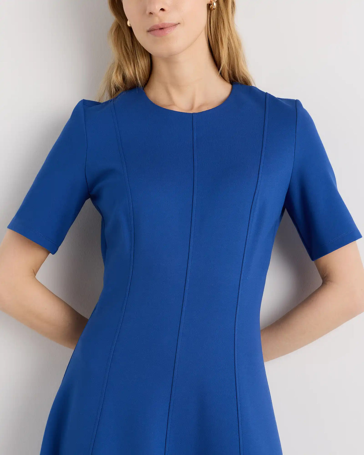 Ultra-Stretch Ponte Short Sleeve Midi Dress