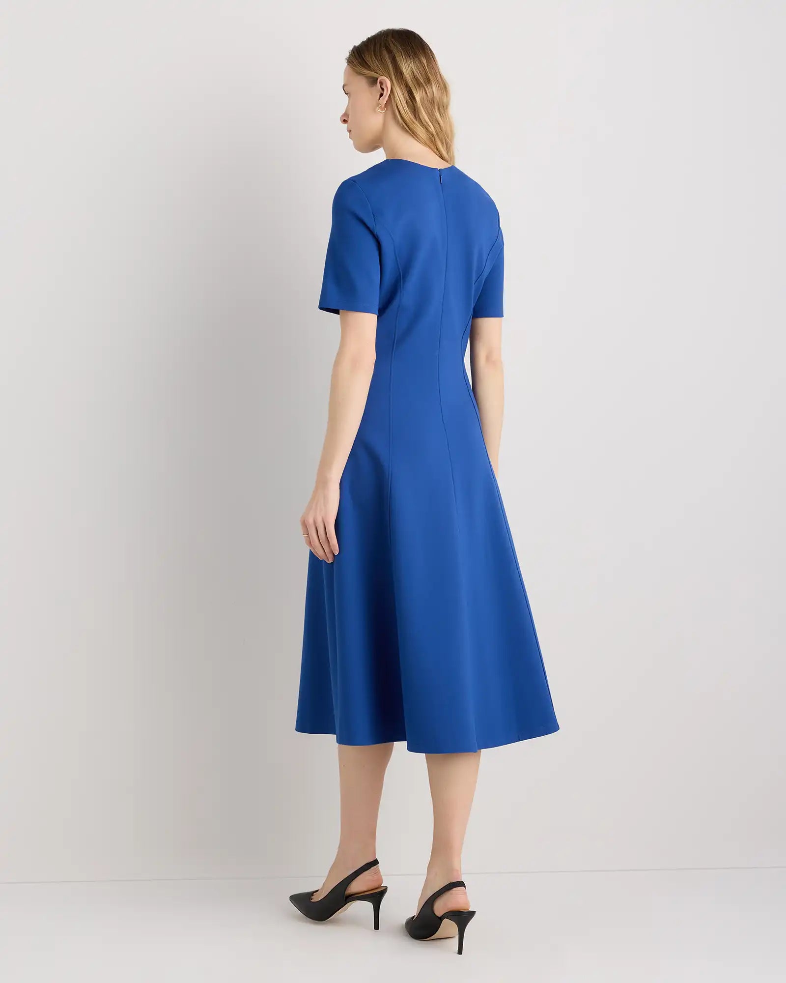 Ultra-Stretch Ponte Short Sleeve Midi Dress