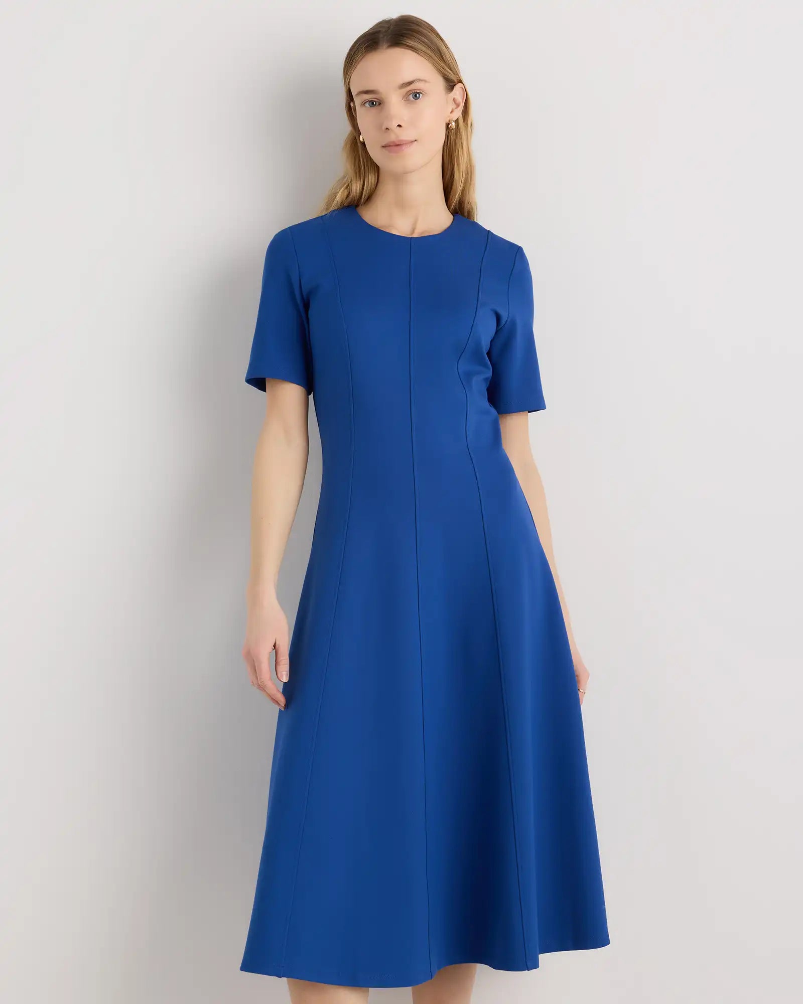 Ultra-Stretch Ponte Short Sleeve Midi Dress