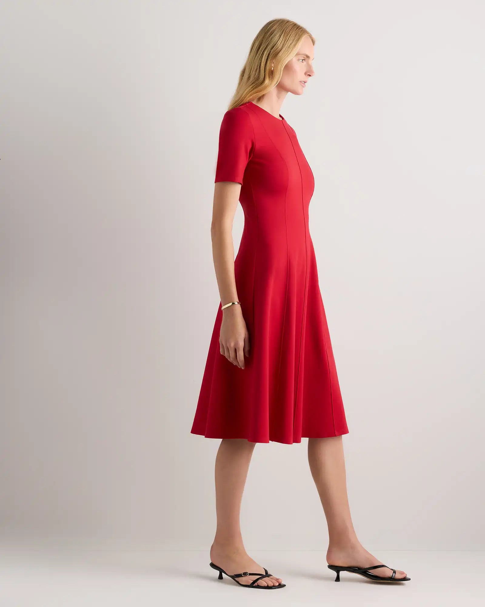 Ultra-Stretch Ponte Short Sleeve Midi Dress