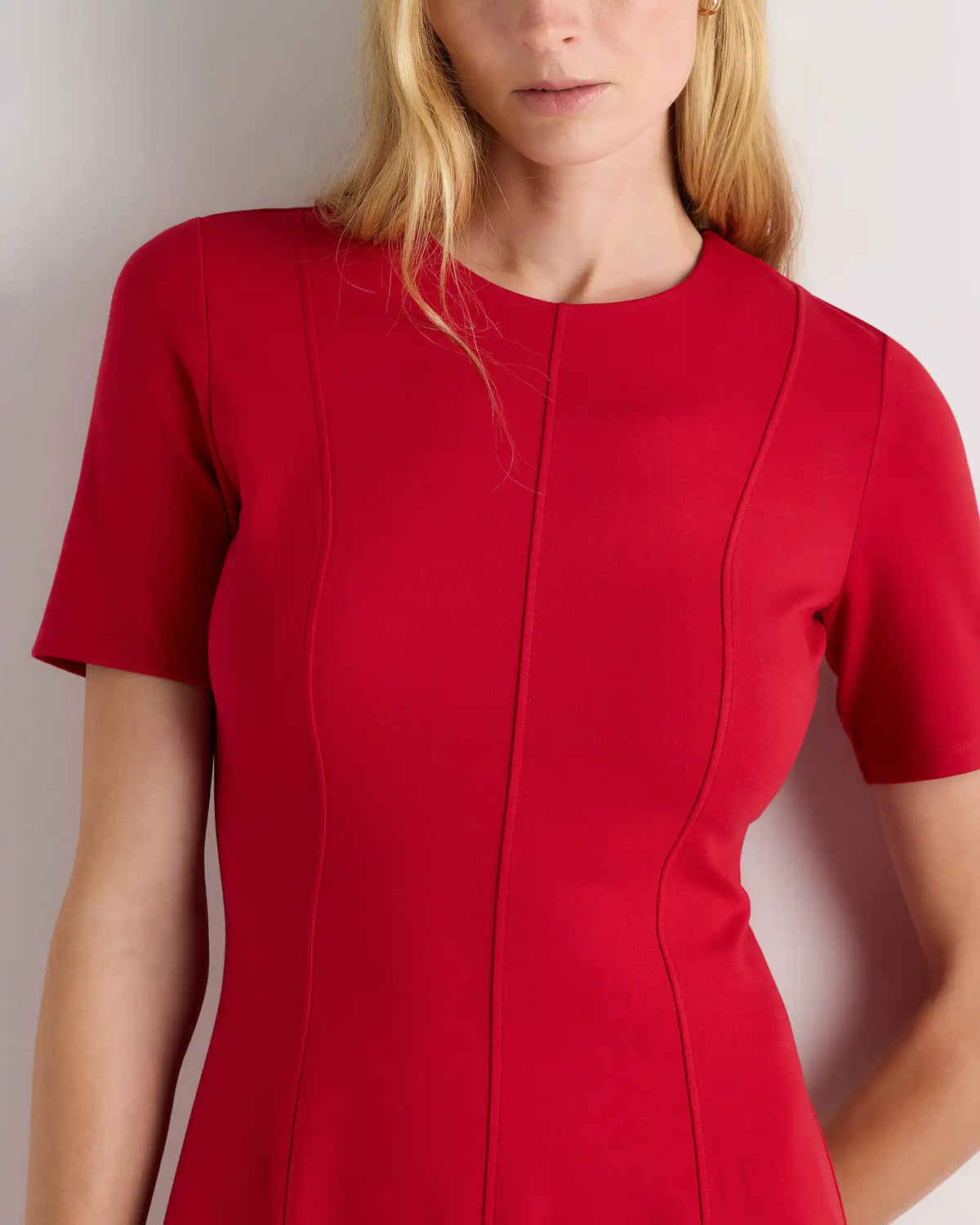 Ultra-Stretch Ponte Short Sleeve Midi Dress