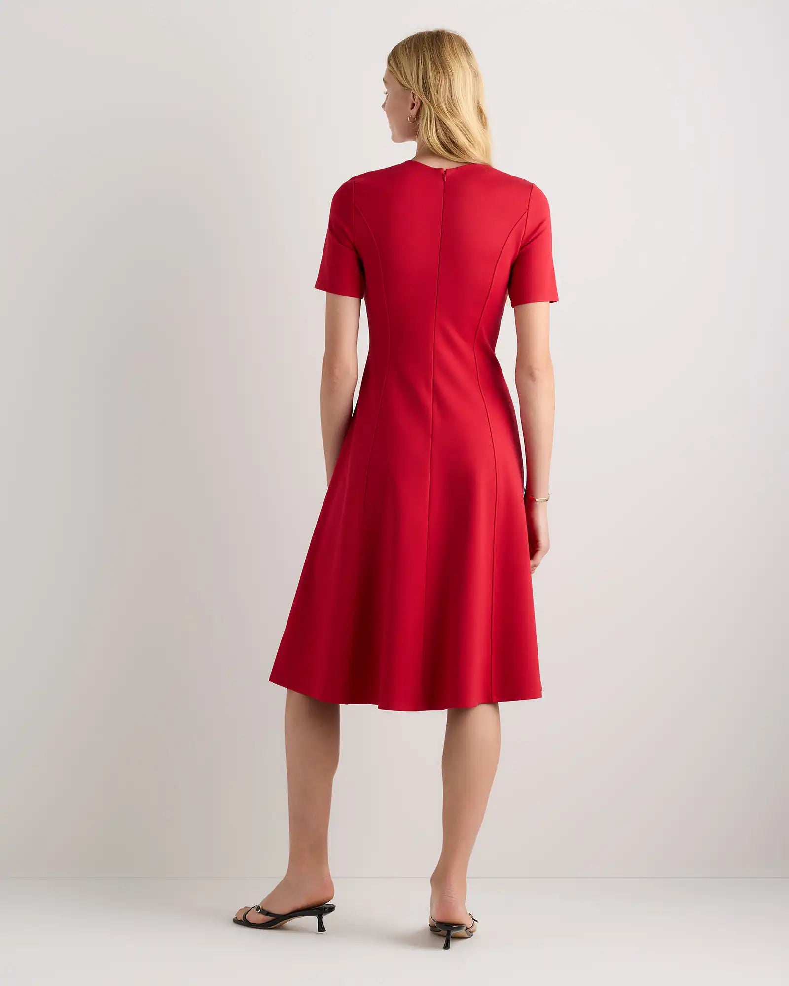 Ultra-Stretch Ponte Short Sleeve Midi Dress