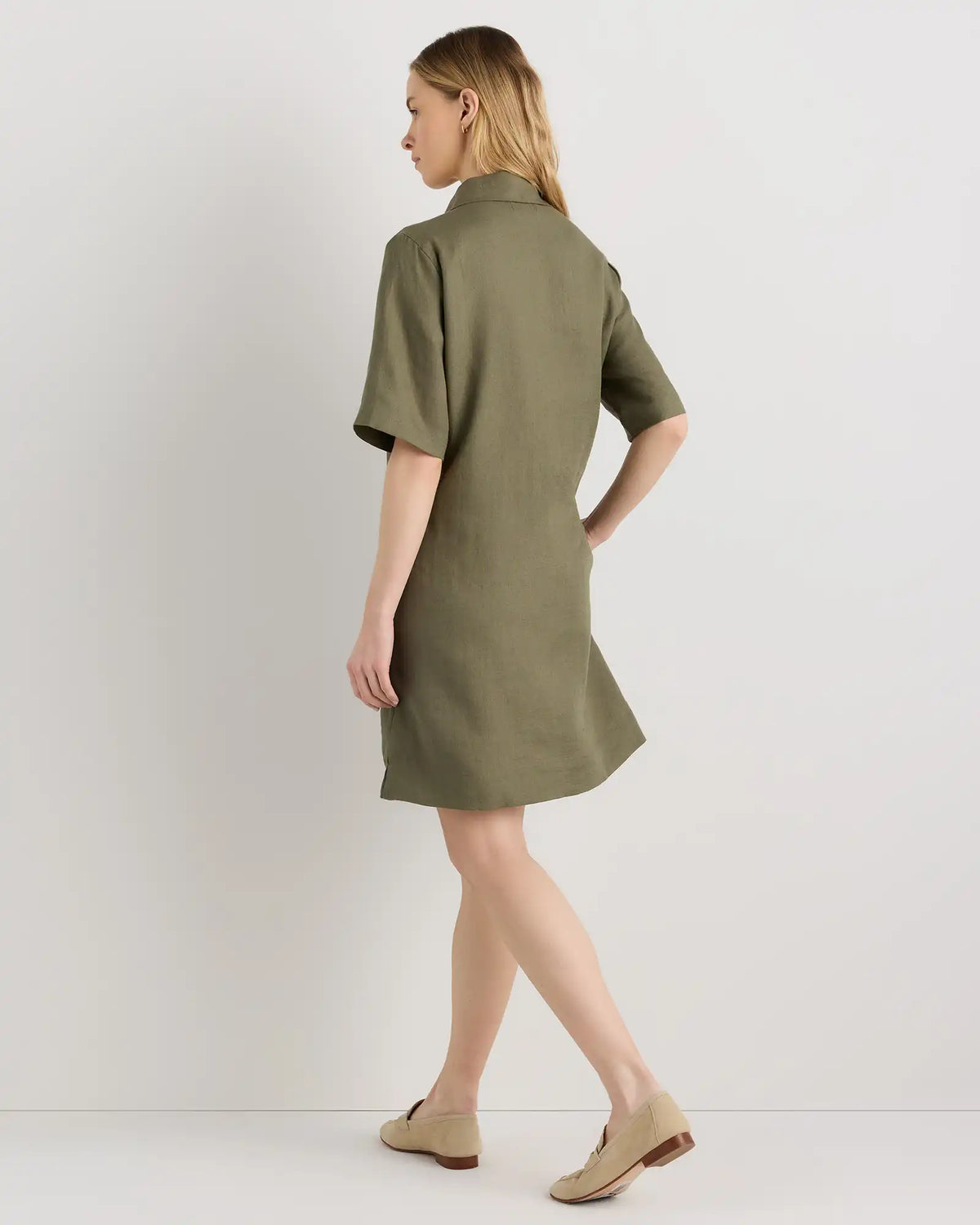 100% European Linen Popover Mini Dress